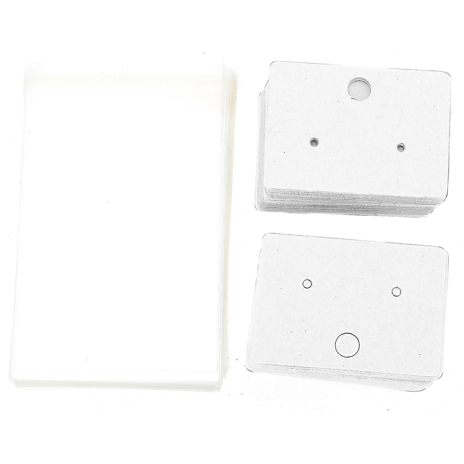 Rectangle Cardboard Earring Holder for Display White Convenient Practical with Storage Bags 100pcs