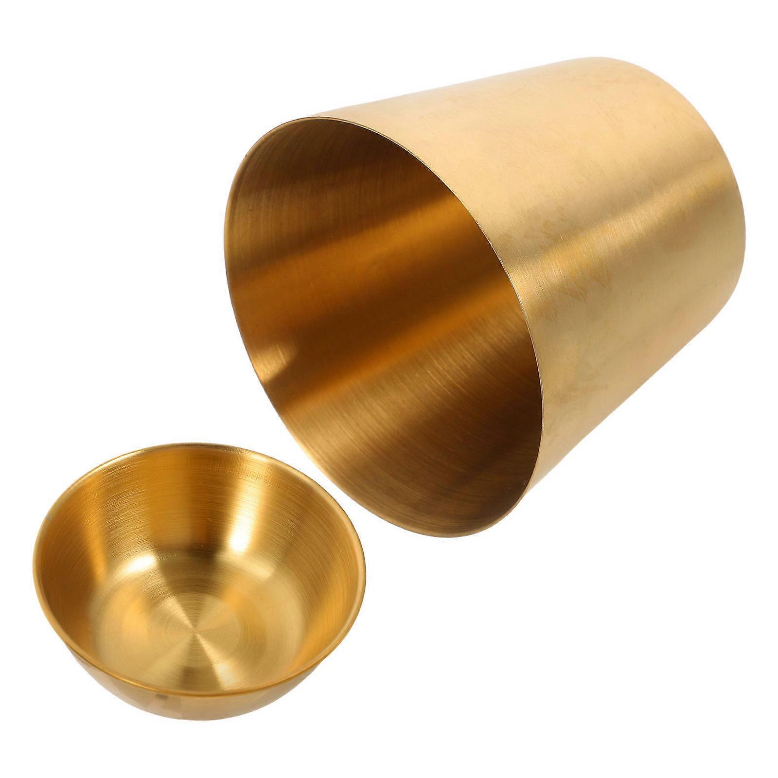 Golden Stainless Steel Round Sauce Dishes for Storage MultiUse Condiment Cups and Dipping Sauce Dish Bowl 2 Pack