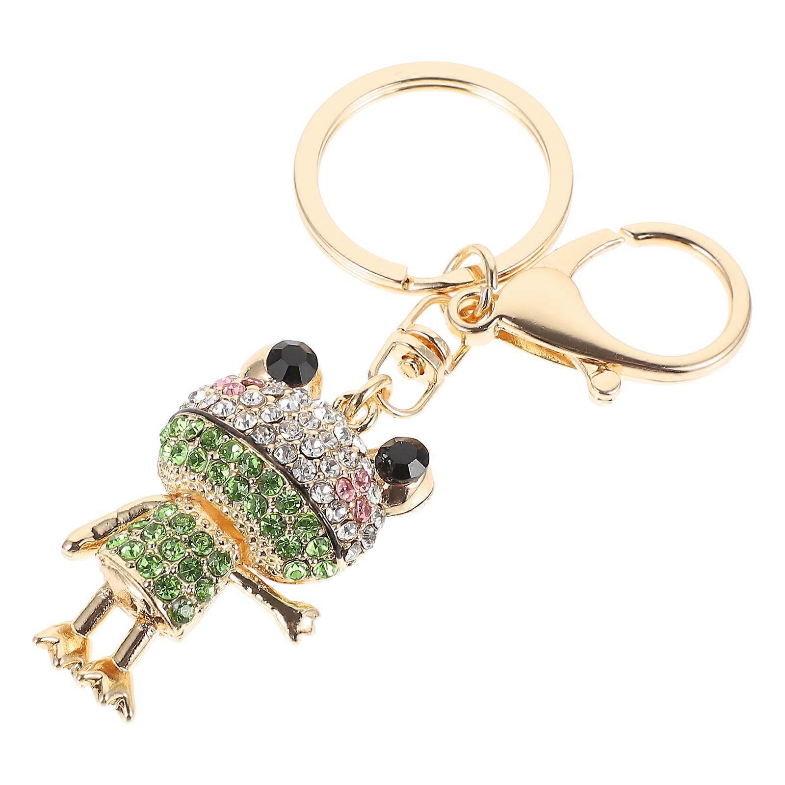 Rhinestone Frog Key Chain Cute Decorative Bag Pendant with Comfortable Grip for Home Decor