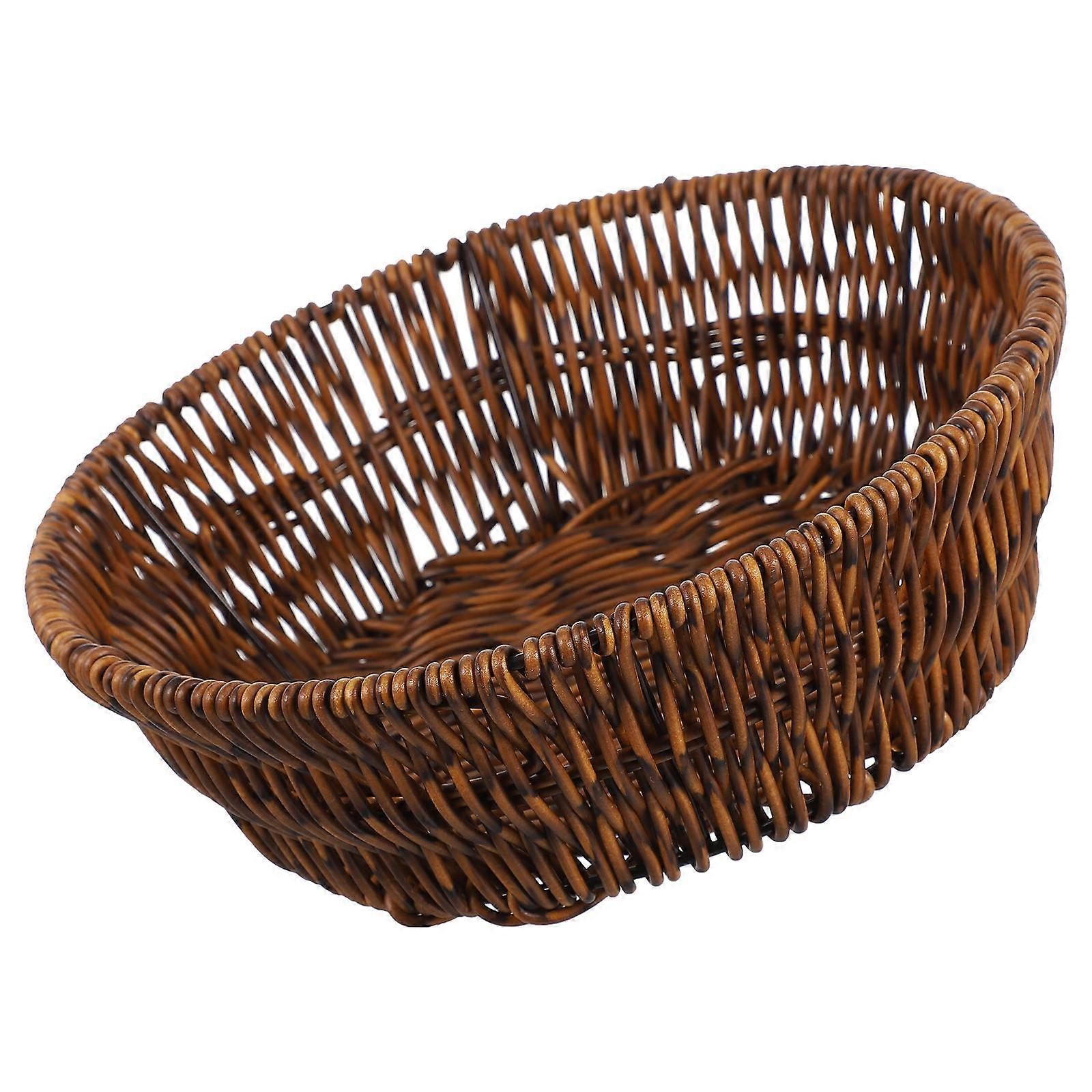Large Decorative Basket Round Shape Fruit Storage Designed For Kitchen Use Brown Color 1Set