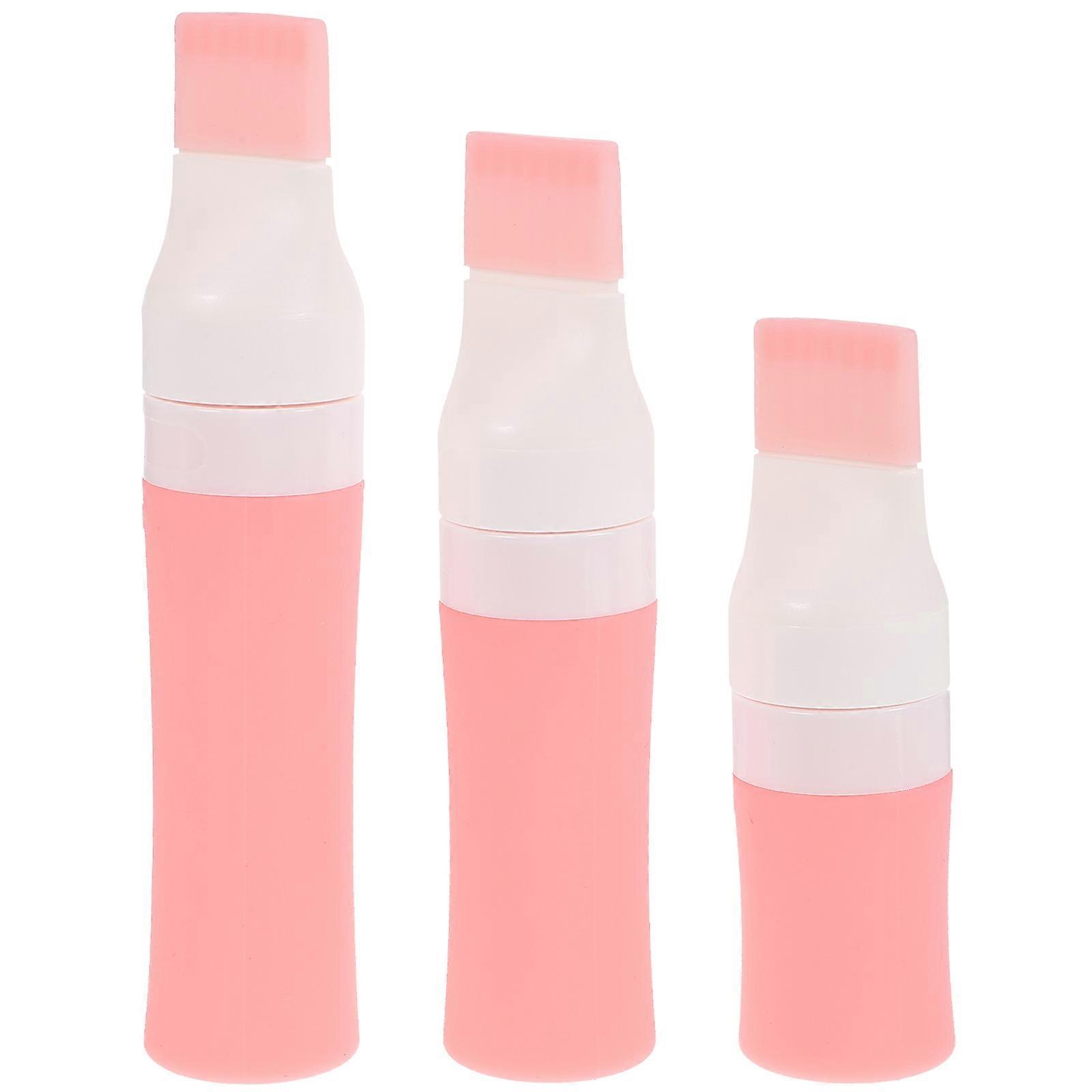 Pink Travel Bottles Made of Silicone for Shampoo Lotion or Oil 3pcs Set 38ml 60ml 80ml