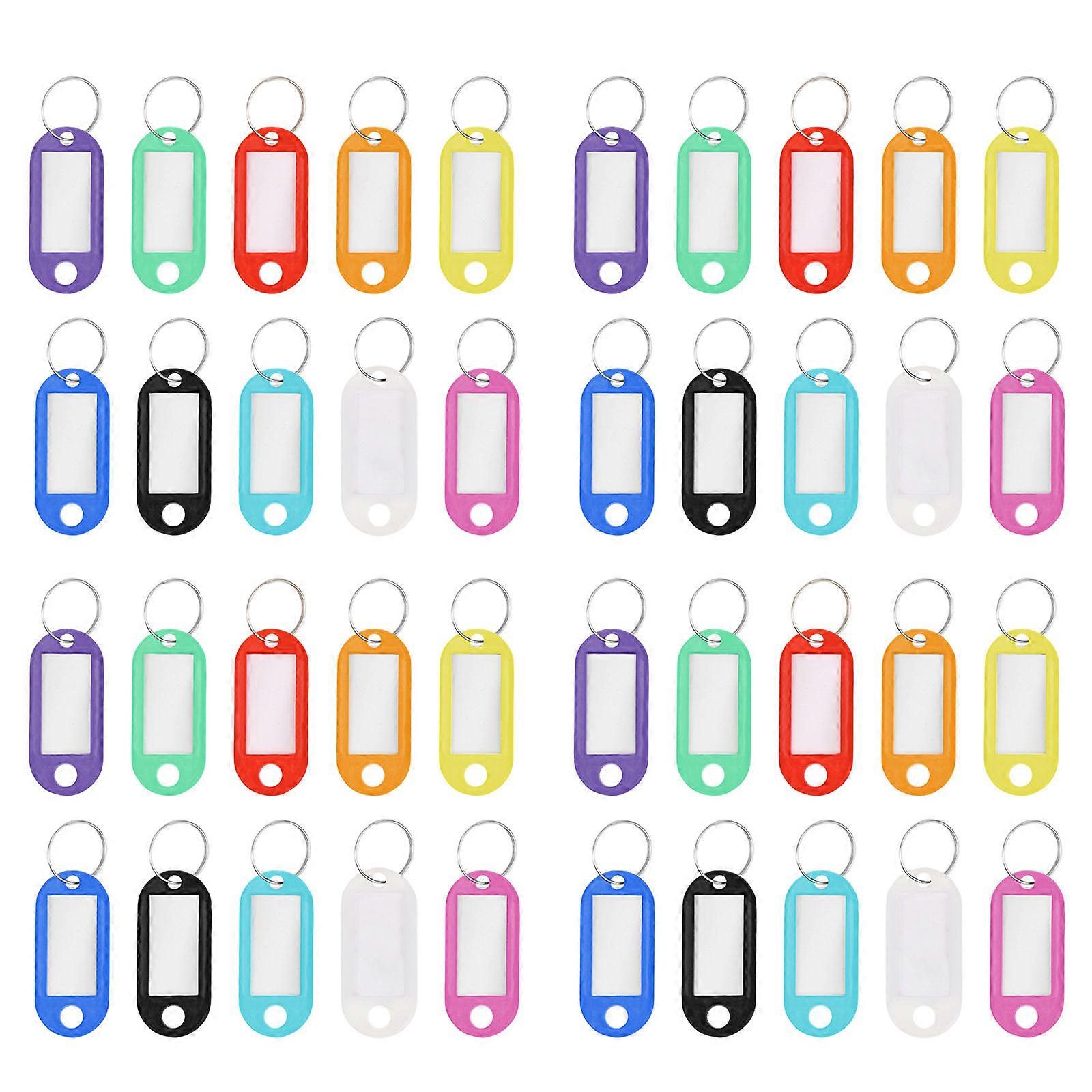 50Set Keychain Number Plate Rectangle Shape Assorted Color Ideal For Naming Keys Daily Activities