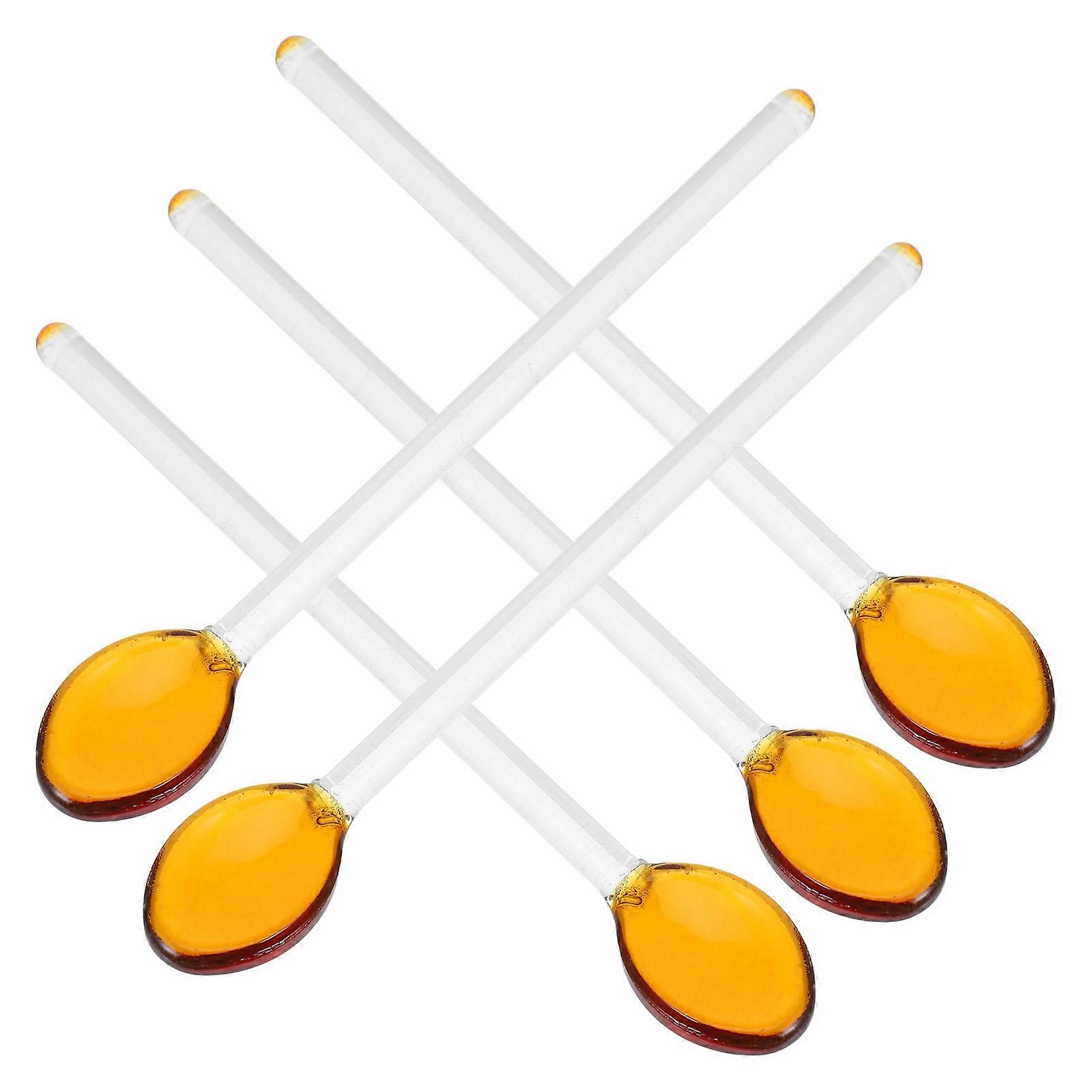 5pcs Long Handle Glass Coffee Spoons Reusable Stirring Teaspoons for Coffee Tea Desserts Elegant Daily Use