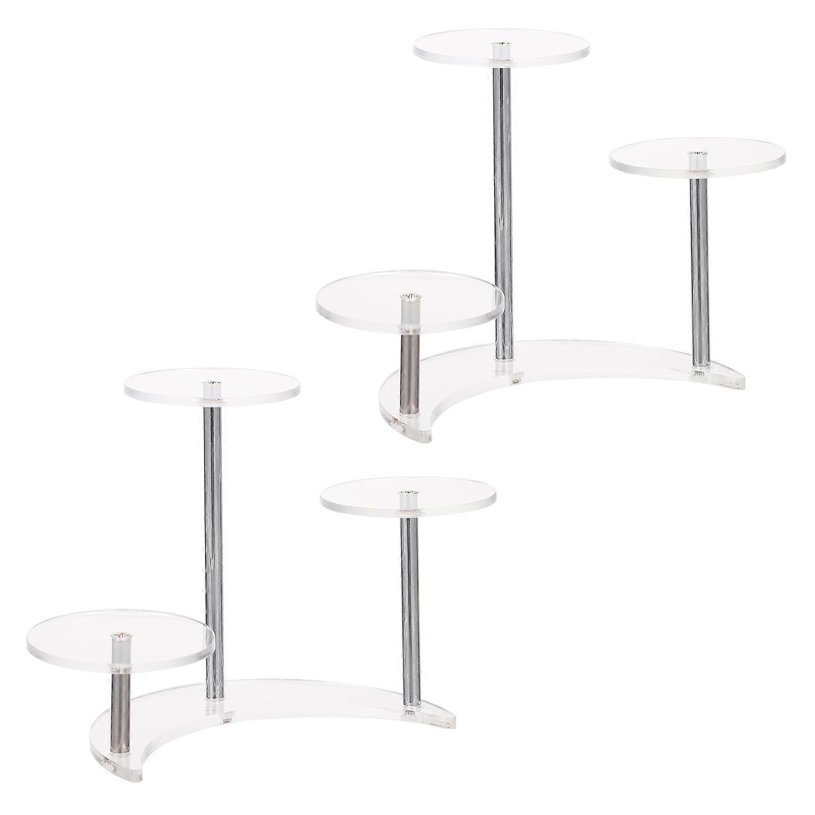 Transparent Acrylic Display Rack for Small Items with Moon Shape Stand Great for Jewelry and Collectibles 2Pcs