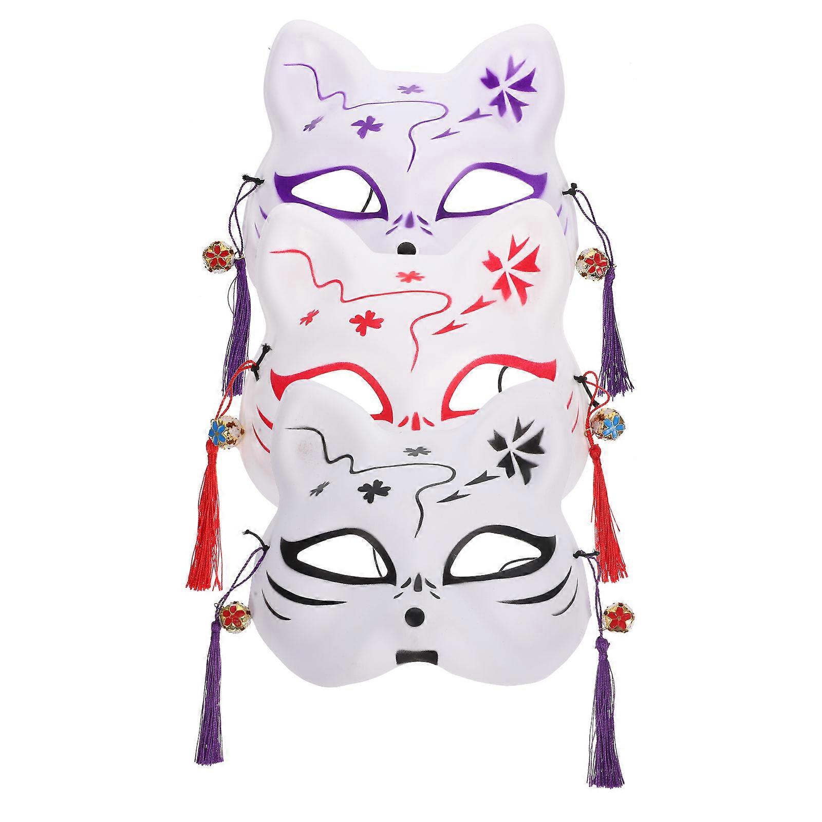 Half Mask 3Pcs Fox Shape Carnival Costume Accessory Versatile Assorted Color Lightweight Chic Design