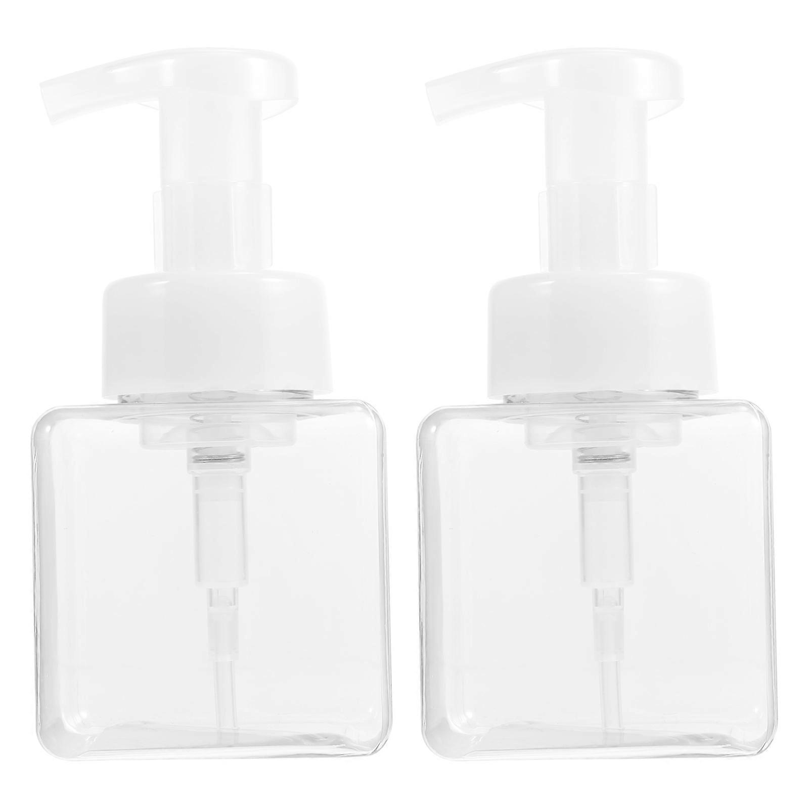 2pcs Square Shaped Empty Foaming Dispensers for Travel Cosmetics Bottles