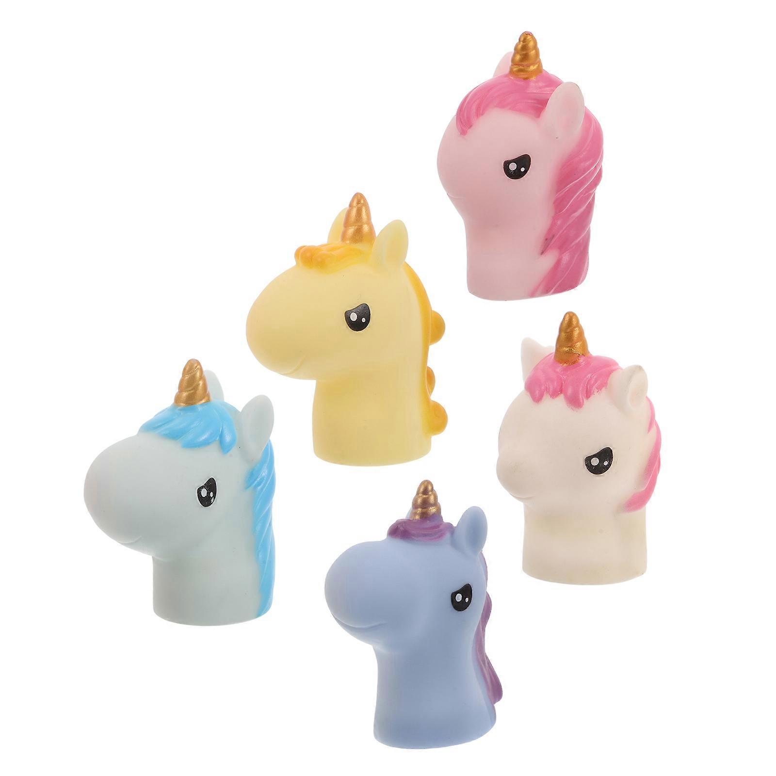 5 Realistic Unicorn Hand Puppets for Thumb Animal Finger Play – Ideal for Bath Party Favors, Classroom Activities, Creative Storytelling &