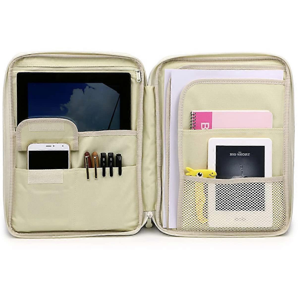 Briefcase with zipper for business trips, A4 document case, portfolio organizer storage bag for men and women.