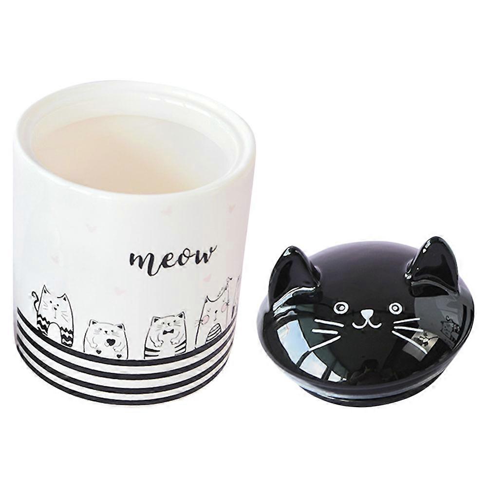Cat Pattern Sealing Container Storage Jar Designed For Tea Lovers White Moisture-Proof 1Pcs