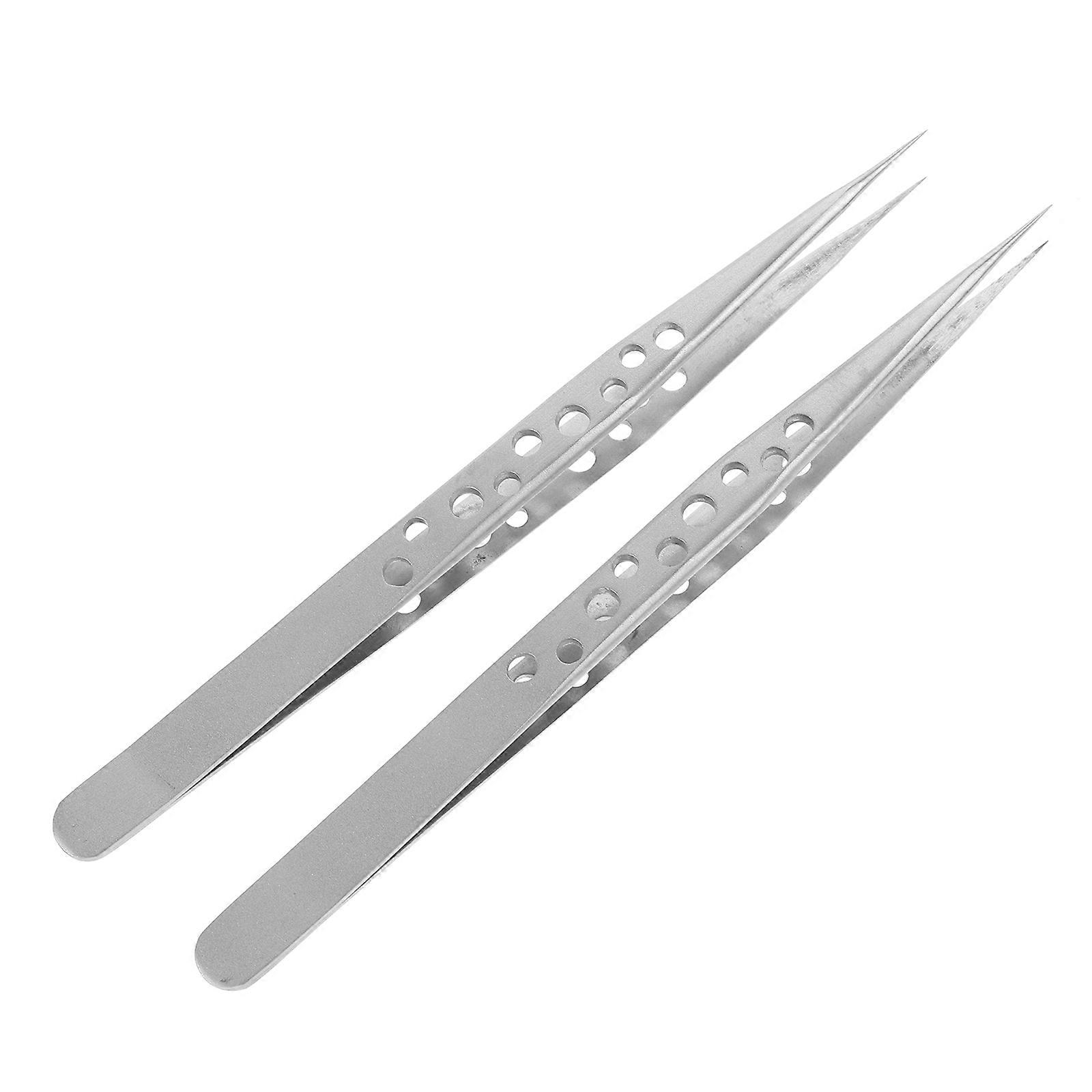 2Pcs Stainless Steel Tweezers for Stamps Collector Tools with Multi use Metal Crafting