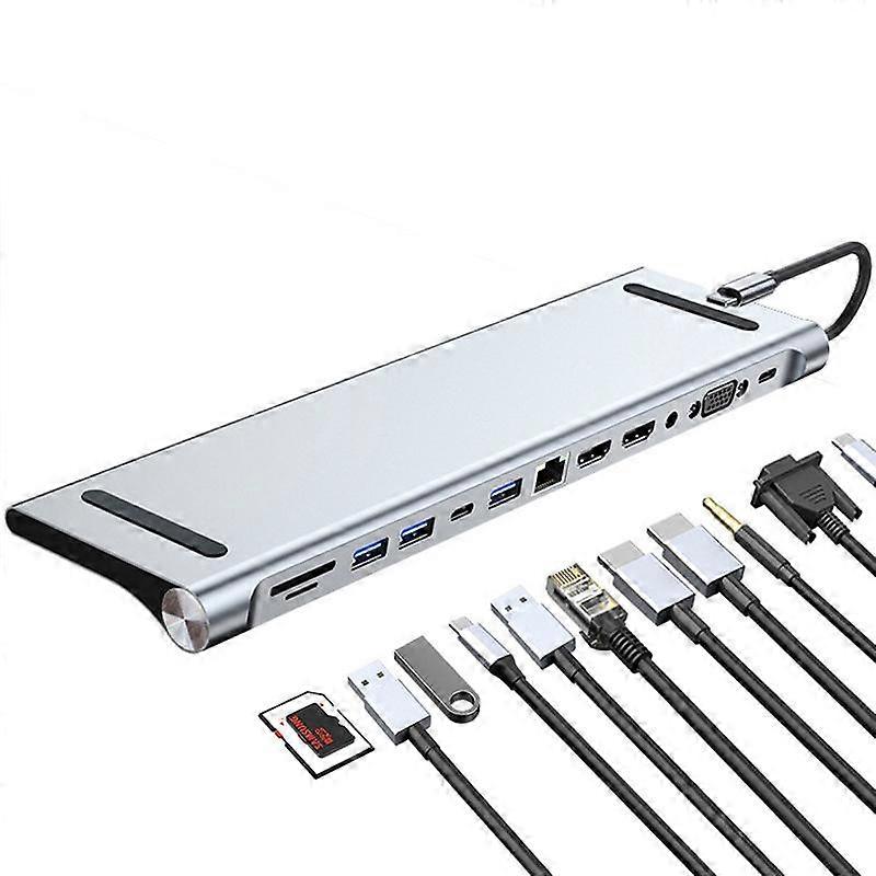 12-in-1-Typ-C-Dockingstation, USB 3.0 HUB Multifunktionaler Hub unterstützt das erweiterte Display TW12E mit drei Bildschirmen