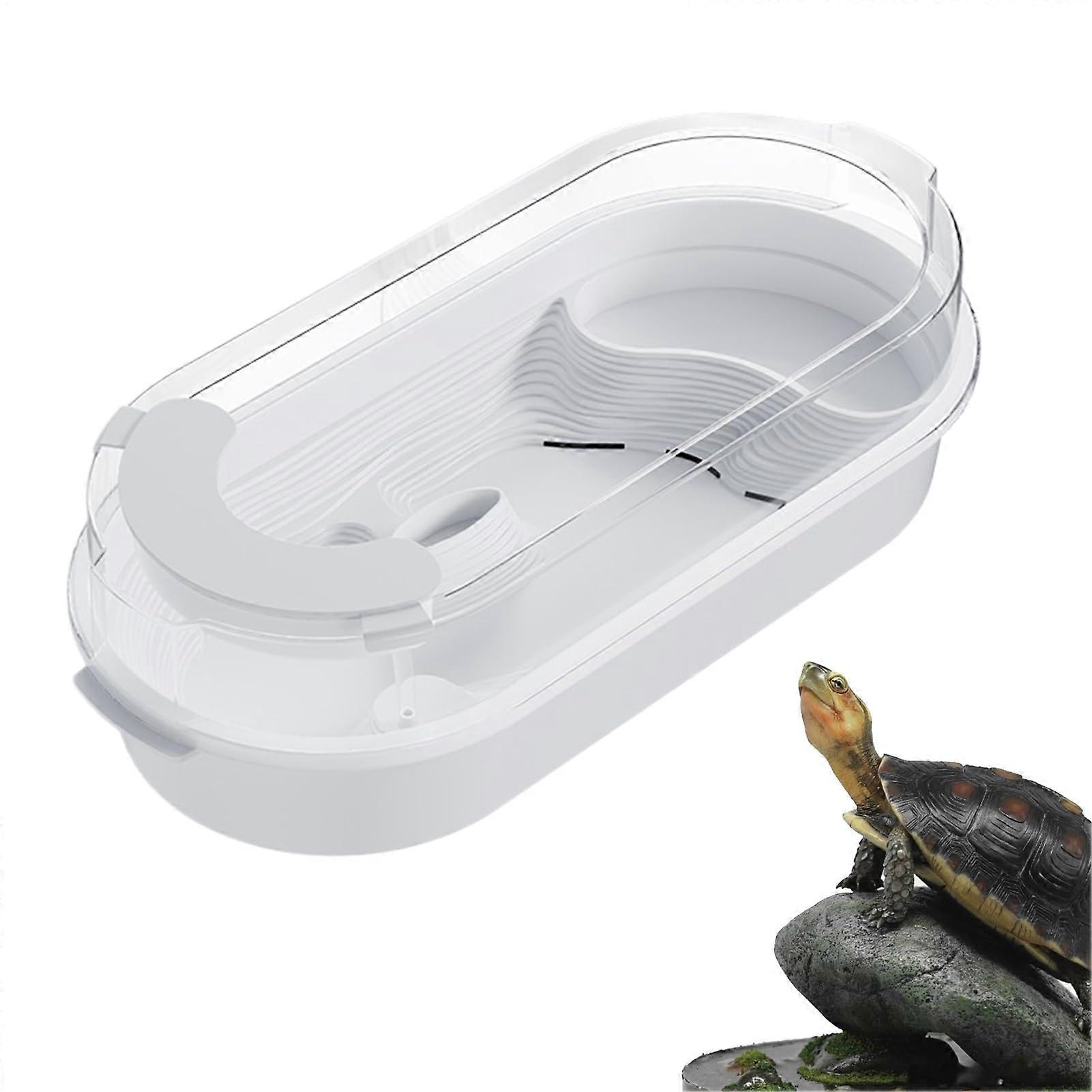 Turtle Habitat Clear Aquarium Tank For Baby Turtles, Multi Area Basking Enclosure, 13.78 x 7.87 x 5.91 Inches, Great For Easy Viewing, Clear