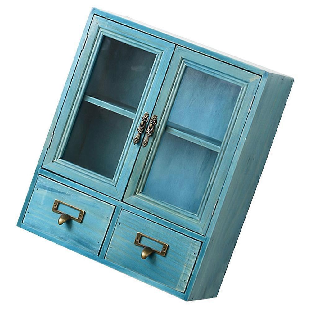 Retro Drawer Makeup Storage Organizer with Dustproof Design, Transparent Window, Home Dressing Holder