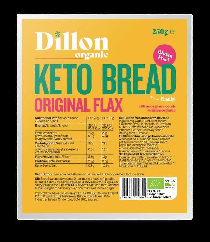 Dillon Organic Original Flax Keto Bread 250g - 2 Pack
