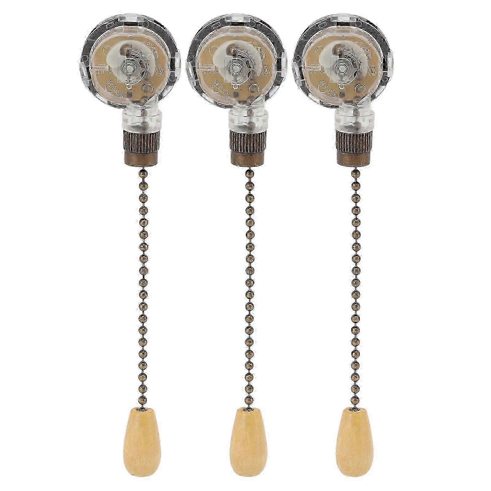 3Pcs Rustproof Ceiling Fan Pull Chain Switch Replacement for Light Control