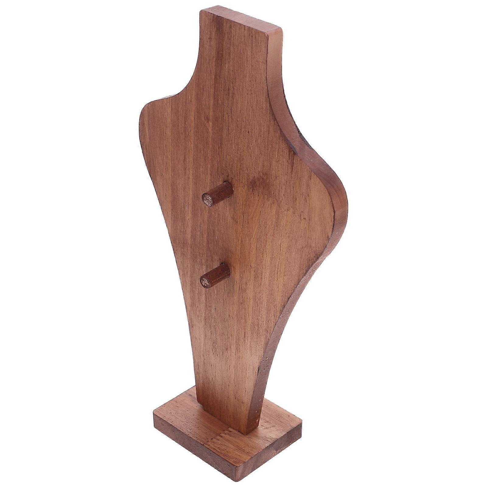 Wood Necklace Display Rack for Storage in Chocolate Color Unique Vase Shape TangleFree Organizer 14.5 Inches