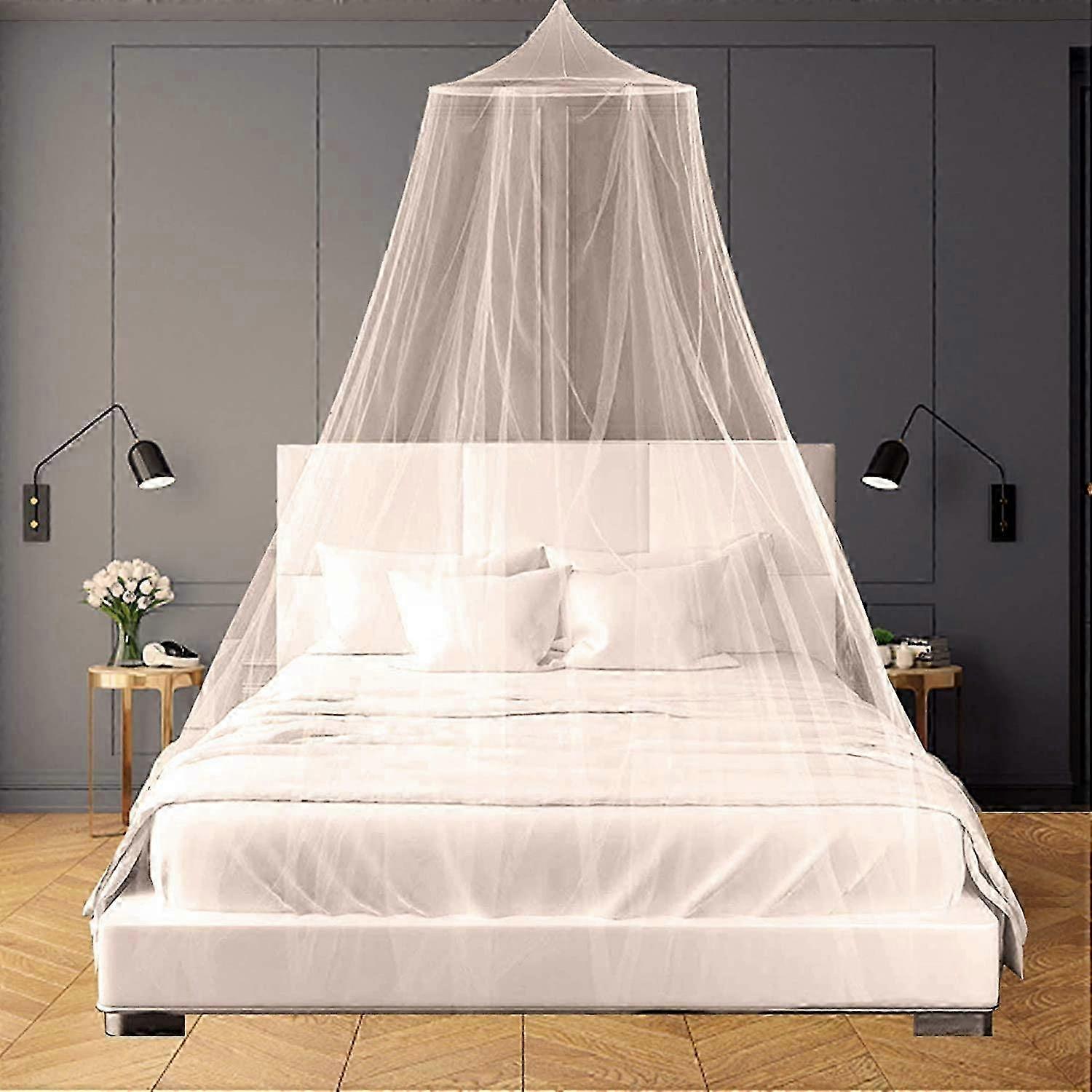 Large Mosquito Net for Single and Double Beds - White Insect Protection Bed Net with Anti-Insect Shield