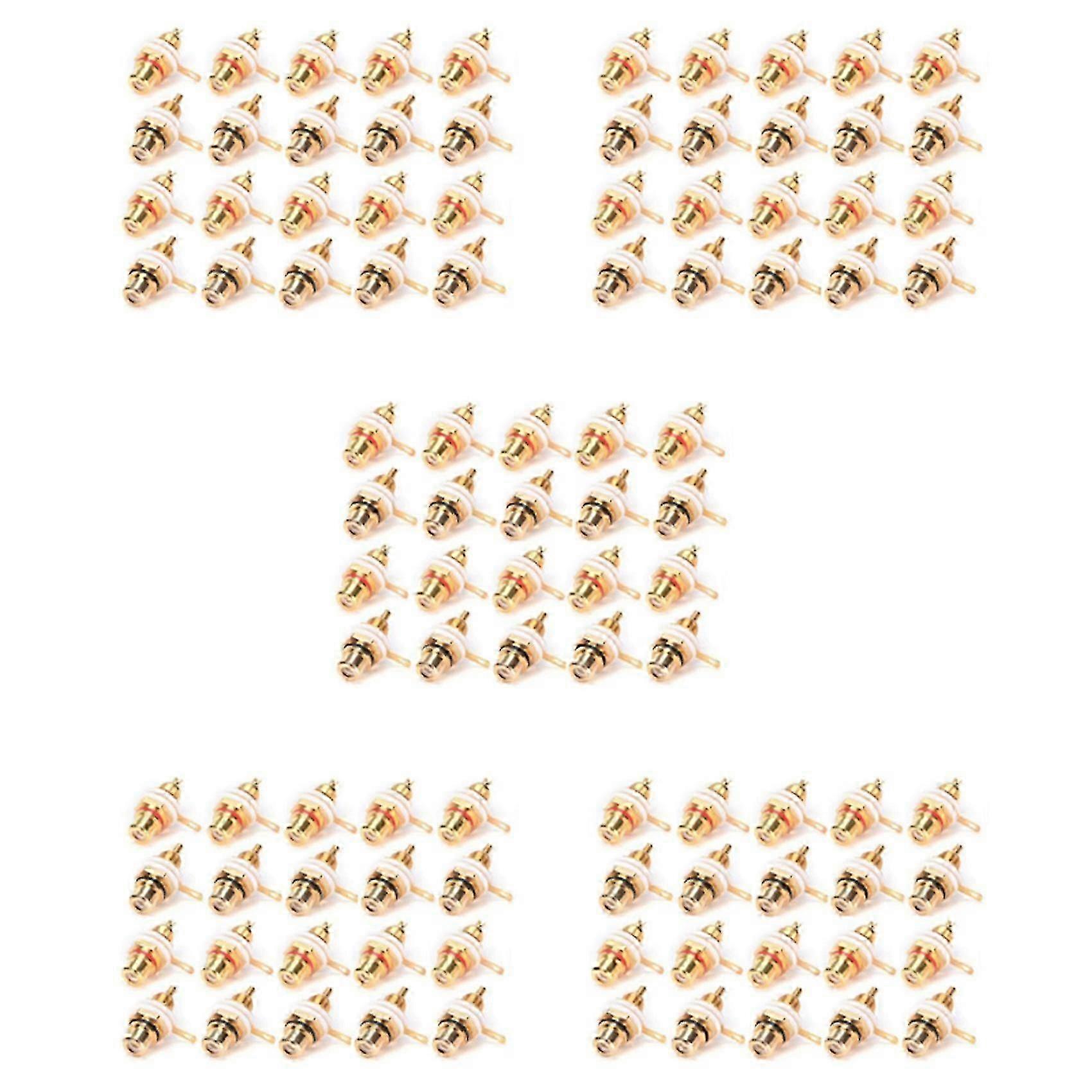 100pcs Gold Plated Rca Terminal Jack Plug Female Socket Chassis Panel Connector For Amplifier Speak