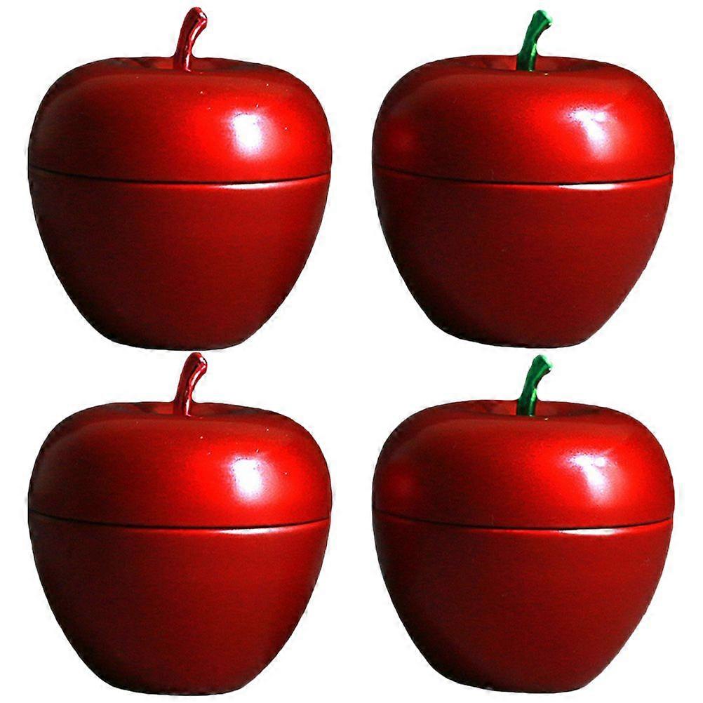 4pcs Apple-shape Sealed Cans Tea Cans Candy Jars Candy Containers Christmas Gift