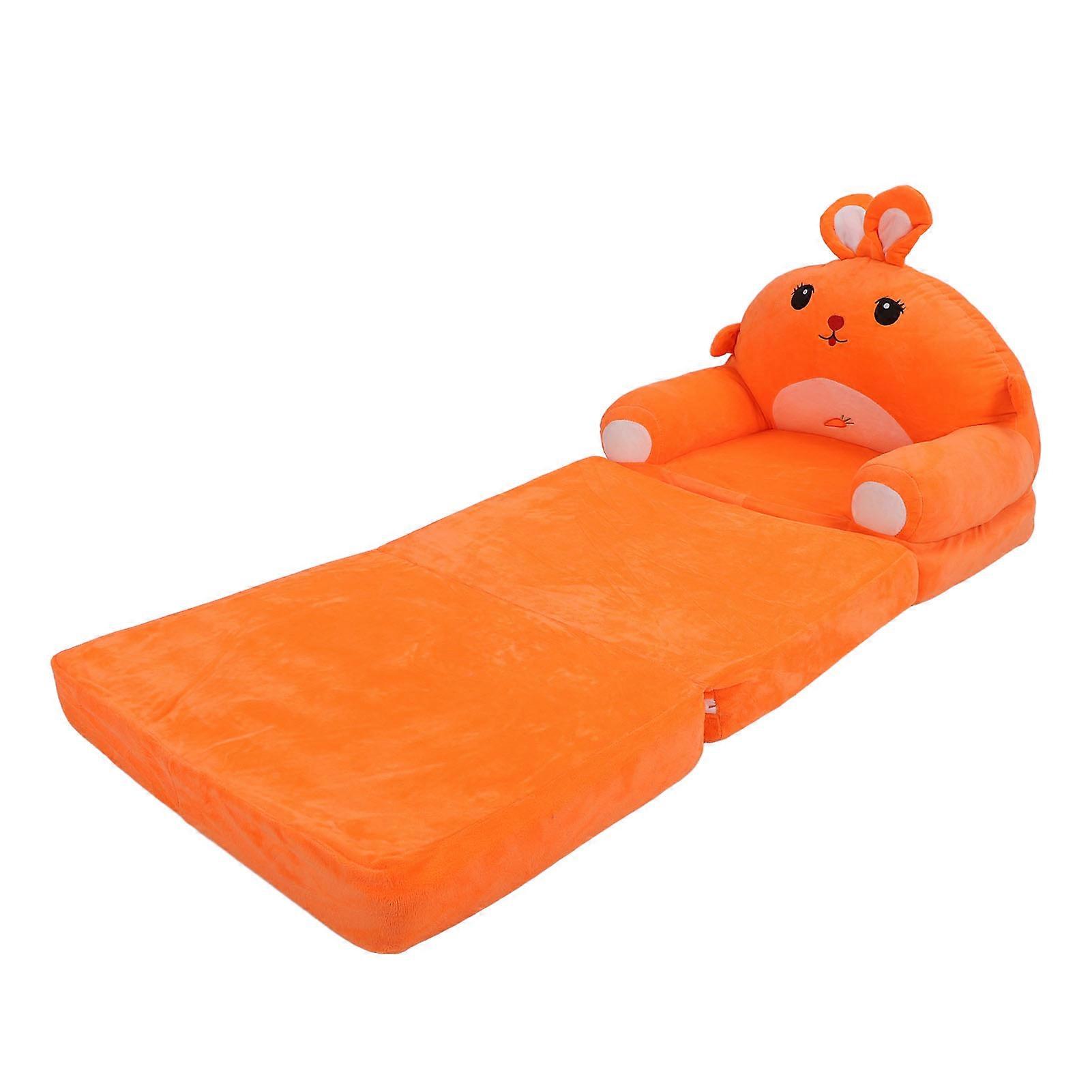 Kids Foldable Sofa Rabbit Shape Soft Crystal Velvet 115x50cm