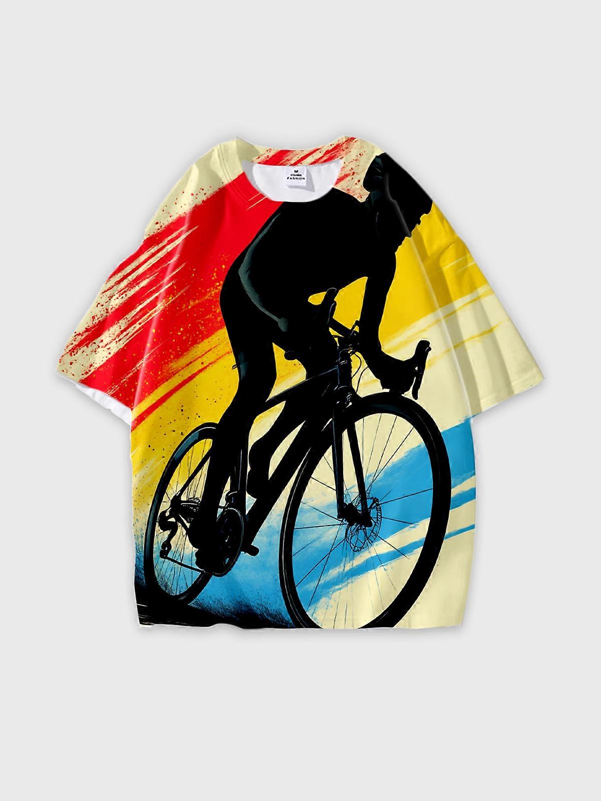 T-Shirt Round Neck, Loose Short Sleeve Pattern Graphic Tee, Unisex Summer Casual Top U1949