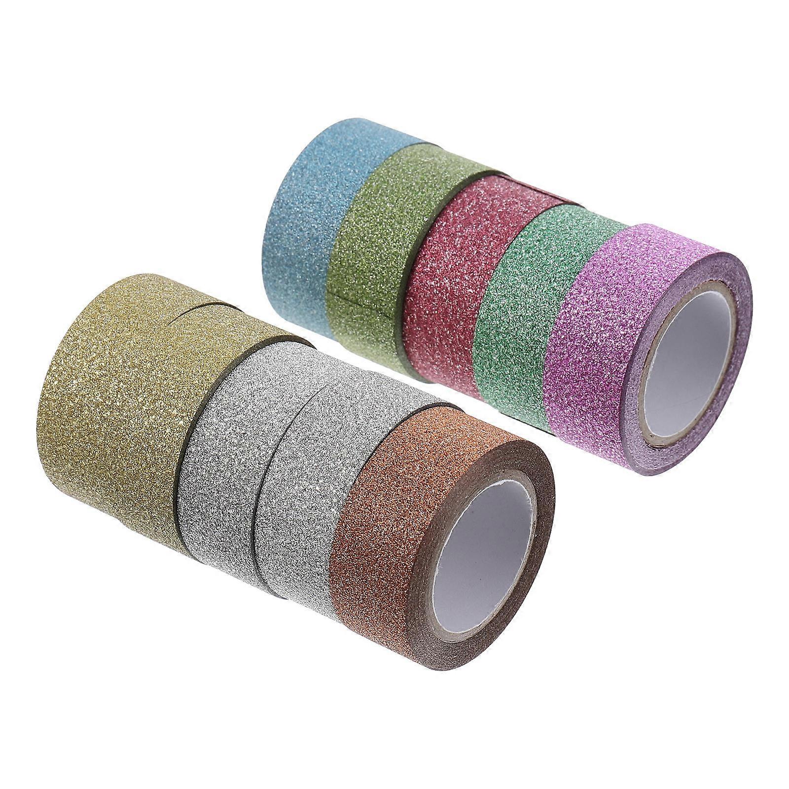 Basic Washi Tapes Decorative Glitter Tapes Assorted Color Cards Journals 10Pcs