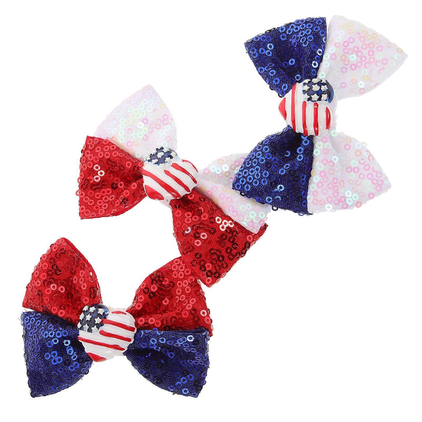 Sparkling Bow Design Clip Hair Styling Clips For Women And Girls Suitable For Various Occasions 3Pcs