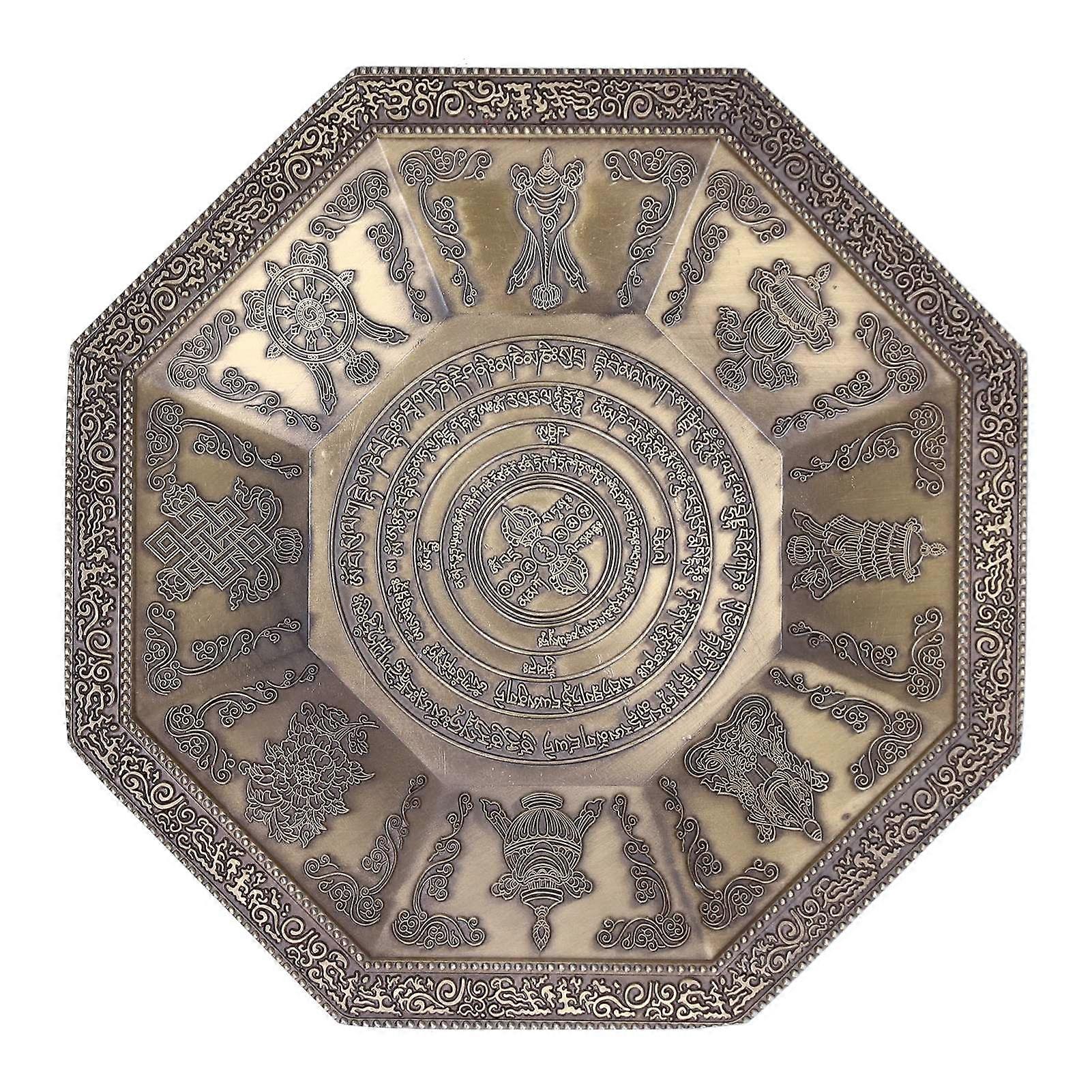 Octagonal Temple Accessory Buddhist Scriptures 8 Auspicious Symbols Fire Sacrificial Dish Buddhist SupplyCyan