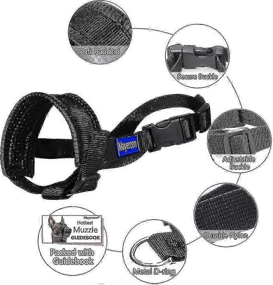Dog Muzzle Nylon Soft Padding,adjustable Loop,black