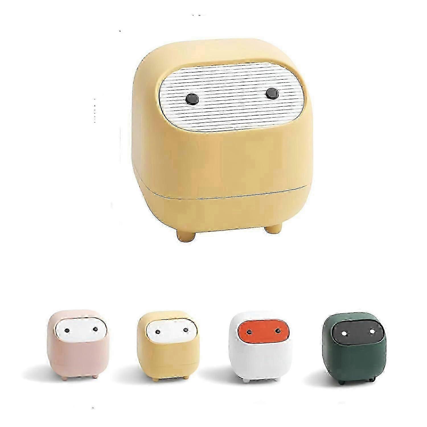 Kleiner Desktop-Mülleimer mit Deckel für Schreibtisch-Mülleimer Niedlicher Mini-Mülleimer Grün Druckknopf-Papierkorb