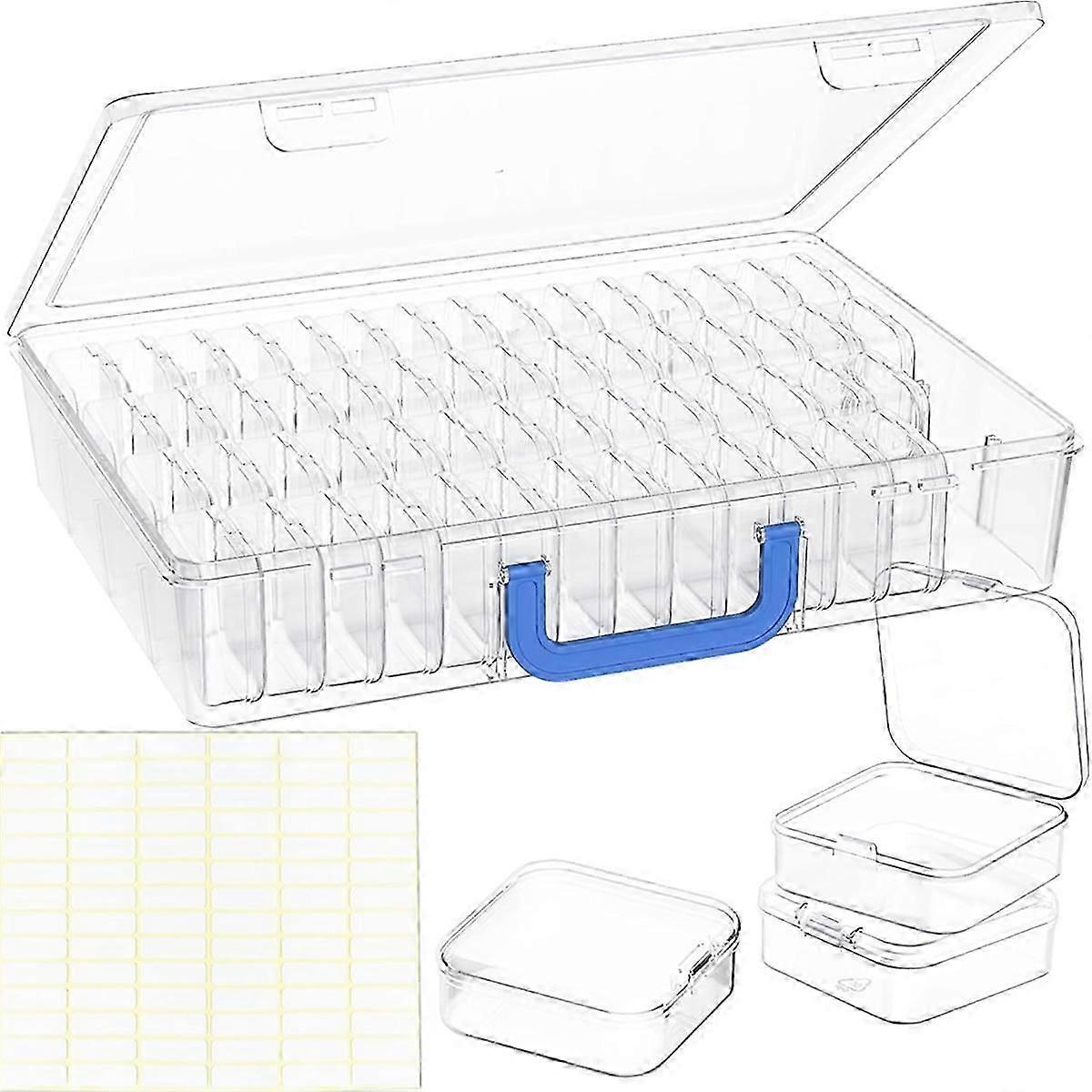 Bead Organizer Box, 60Pcs Small Bead Storage Boxes with Hinged Lid, Large Craft Case with Handle,fo