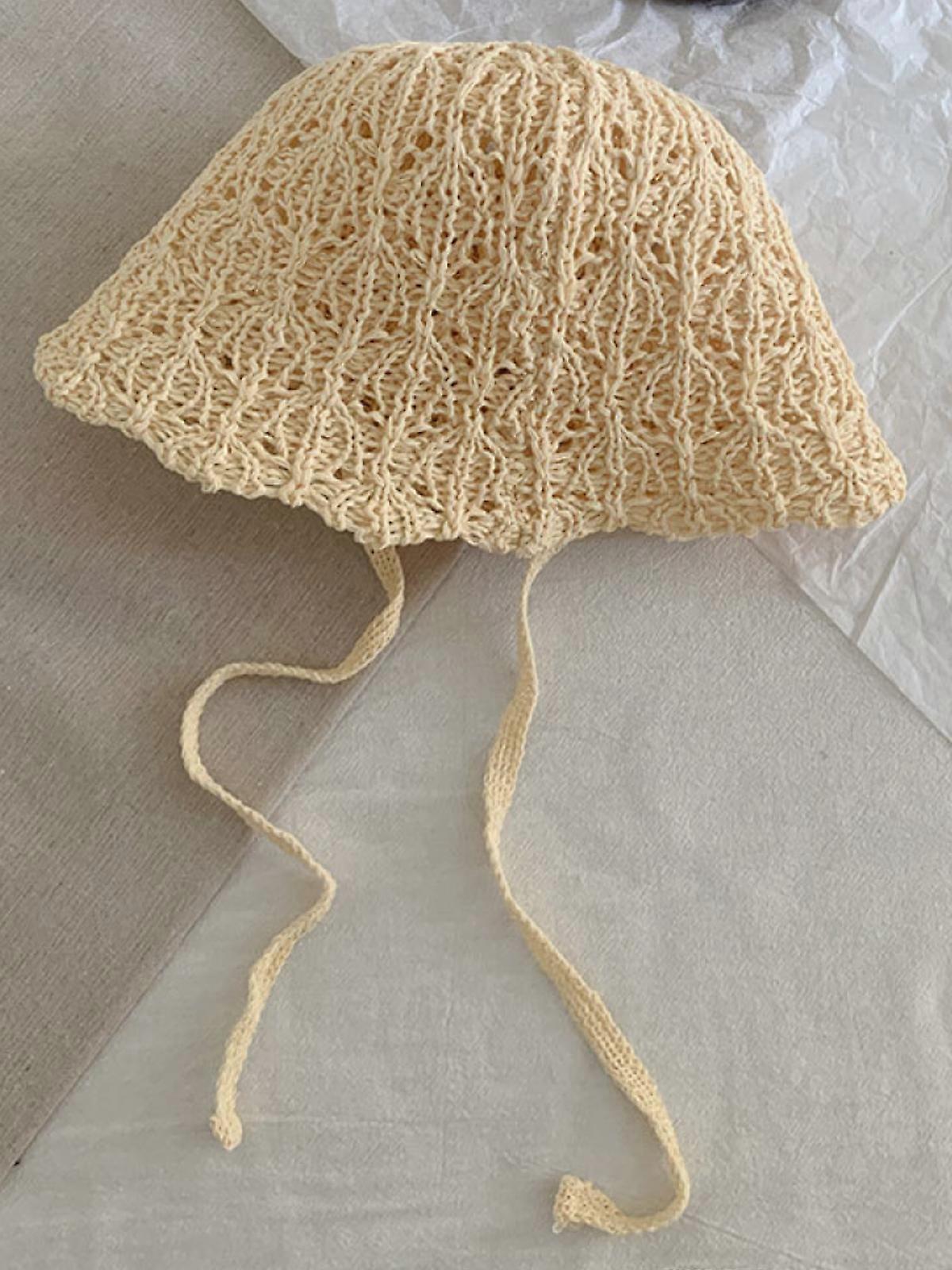 Women's Crochet Bucket Hat with Tie – Lightweight summer hat made of cotton knit, breathable and foldable, vintage design