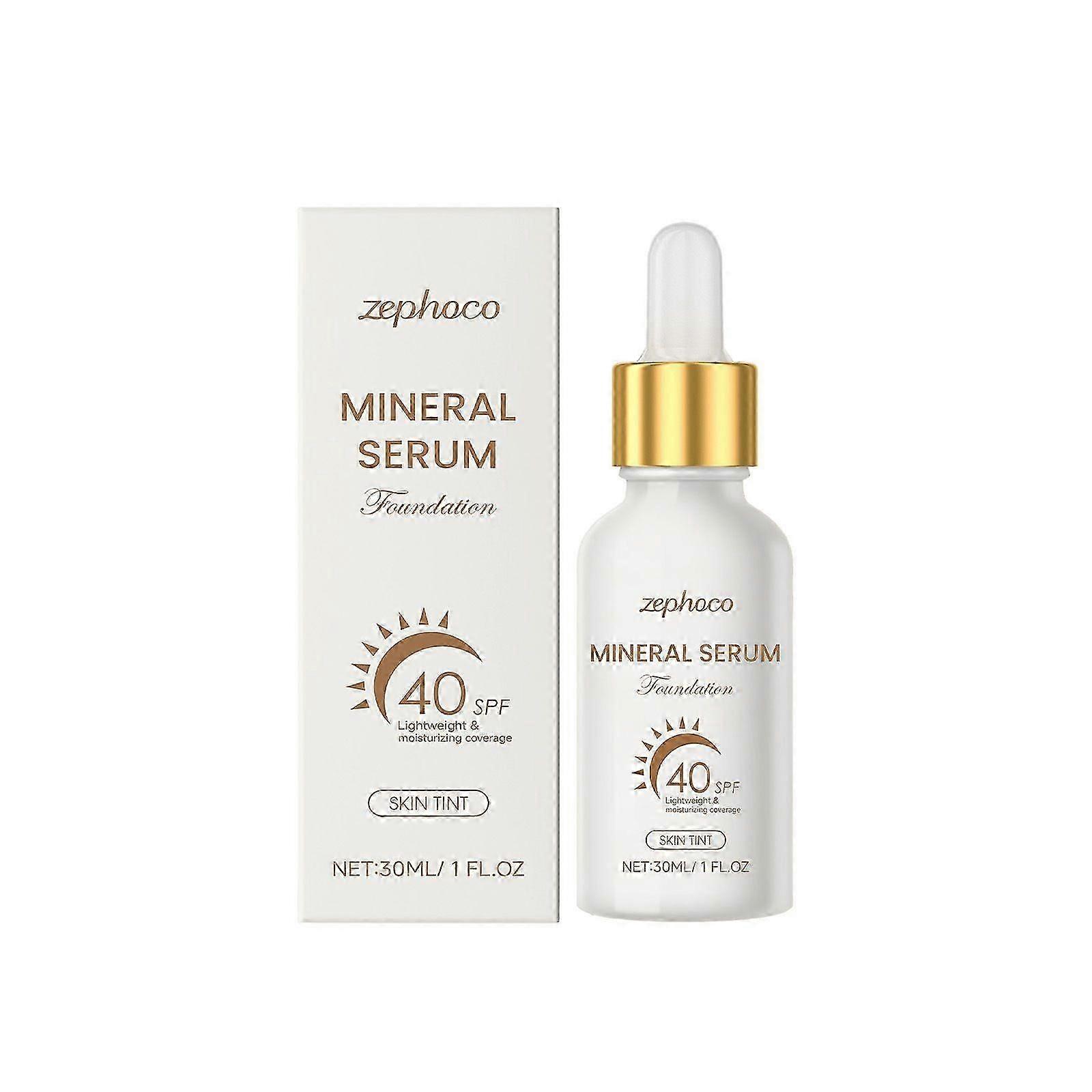 Skin Tint with SPF 40,24HR Tinted Mineral Sunscreen Serum,Multi-use Tinted SPF Serum Foundation,Long Lasting Full Coverage Buildable Foundation