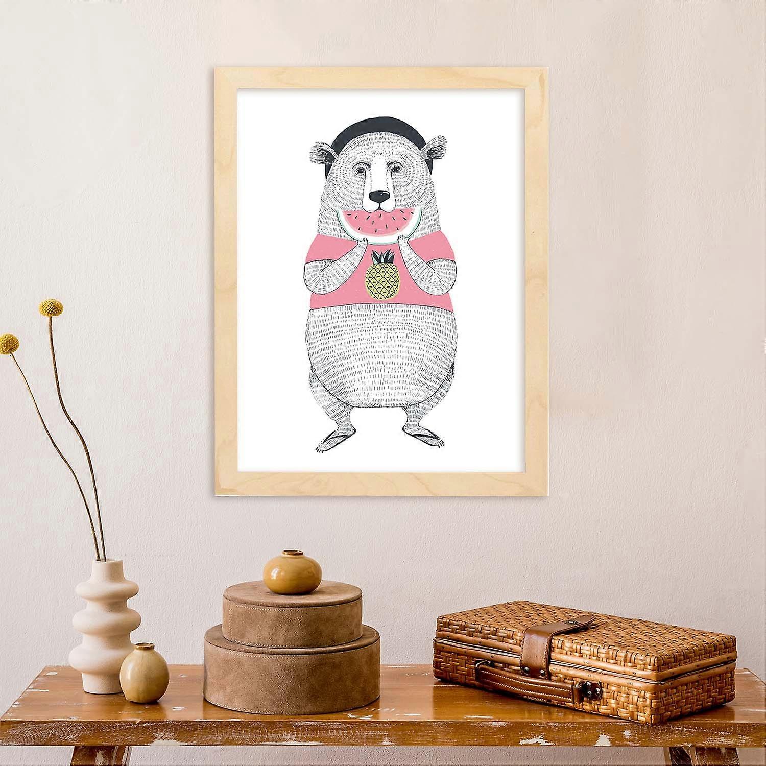 Bjørn spiser vandmelon plakat