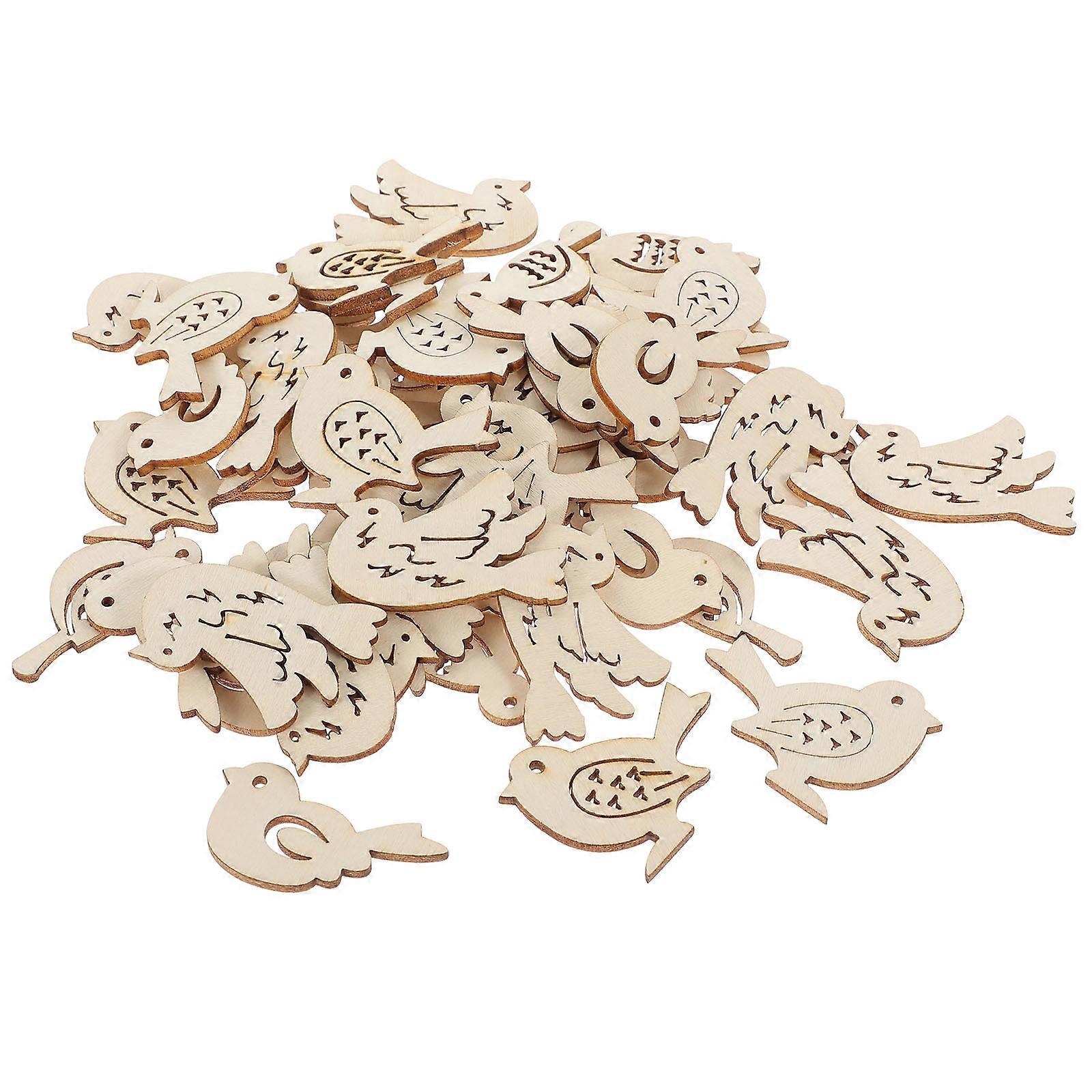 DIY Wooden Piece Bird Shape Slice for Craft Making 200Pcs Unfinished Wood