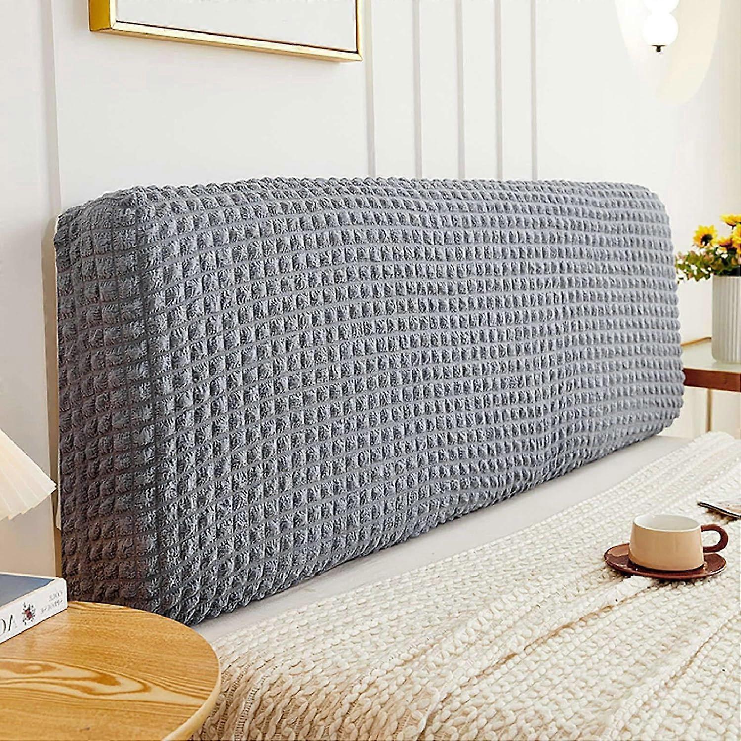 Jacquard Bed Headboard Cover Soft Jacquard Fabric Universal Slipcover With Elastic Bottom 5563In 140160Cm Dull Grey