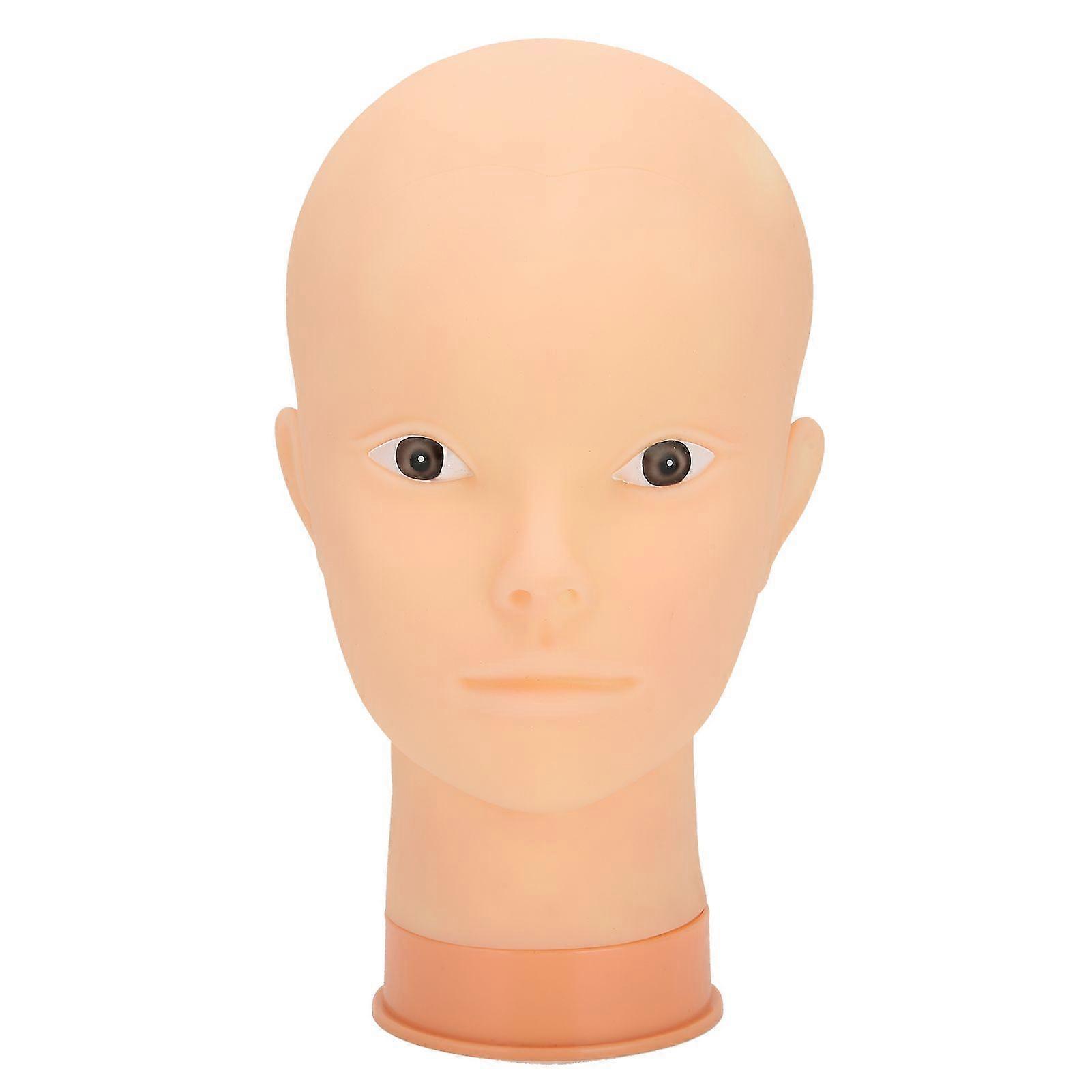 Hat Wig Display Mannequin Head Model Makeup Training Practice Bald Mannequin Head (Pink Base)without Makeup