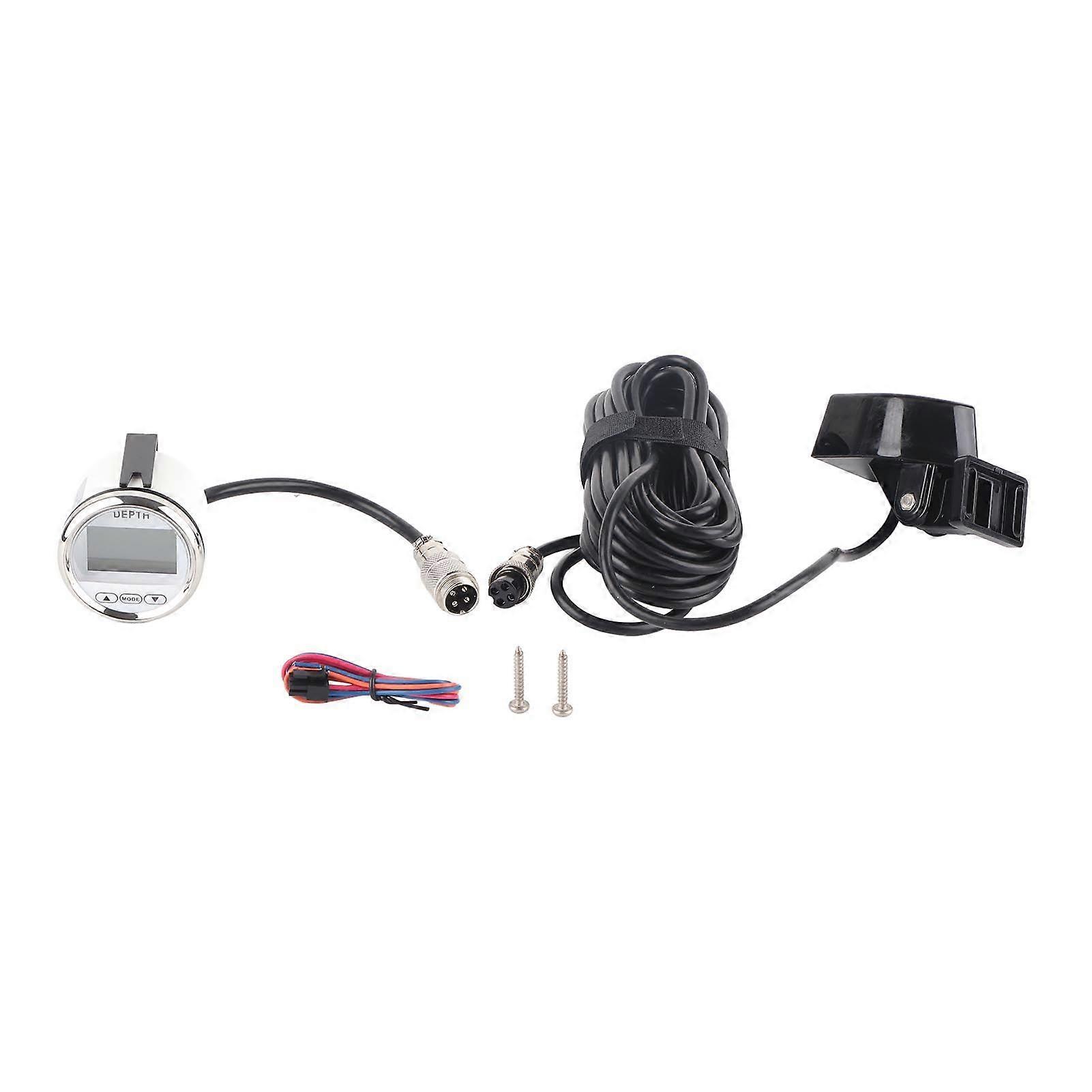 Depth Sounder Waterproof Dash Depth Finder Transducer with White Backlight for Yachts Boats