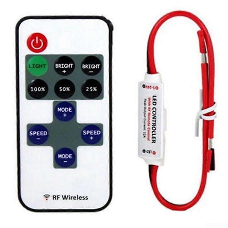 Miniature Wireless Remote Switch For LED Strip Lighting 10 Brightness Levels Auto Memory Compact 12V DC Compatible