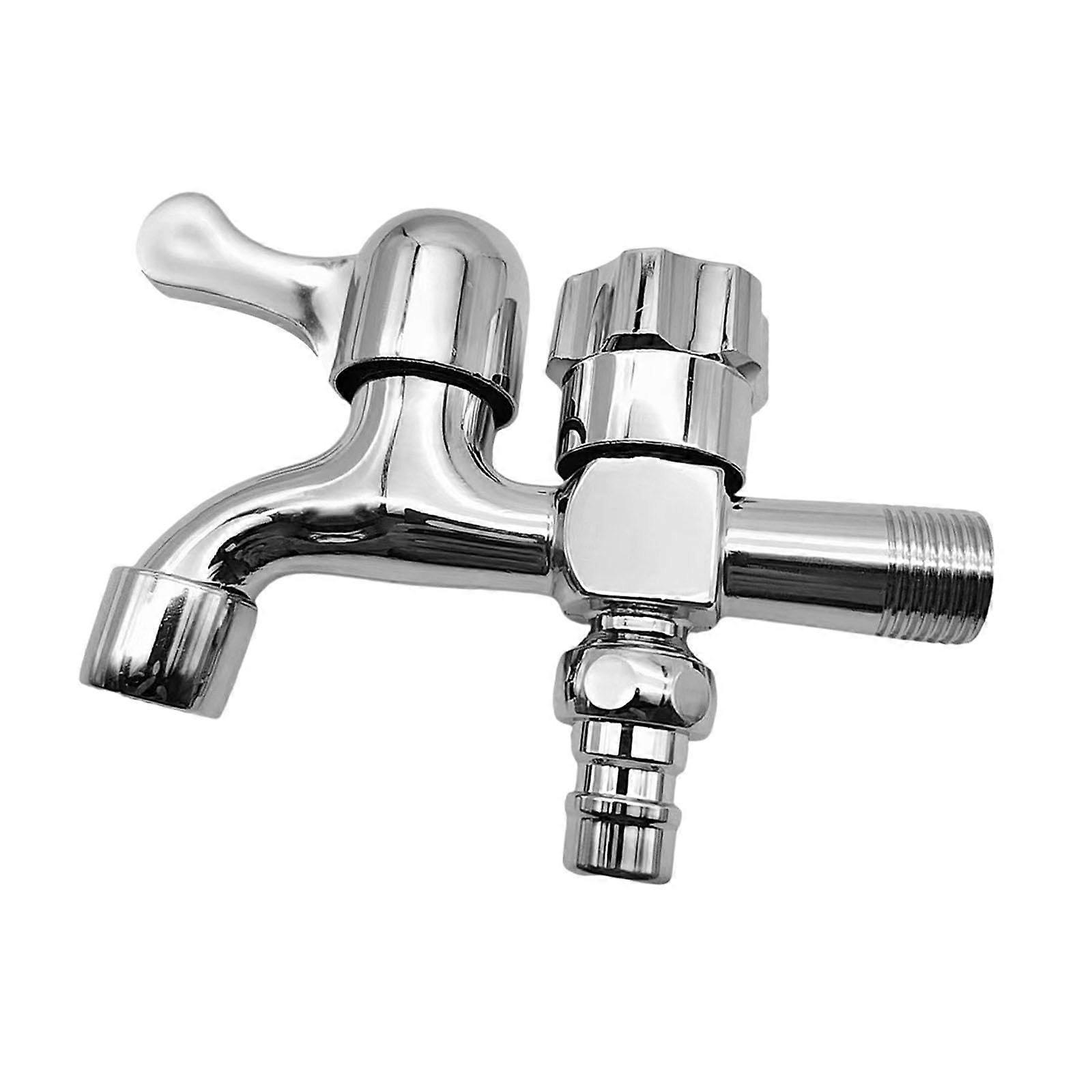 Water Faucet for Washing Machine, Double Control Faucet, Sink Water Tap, 4 Point Interface, Pool Yard Garden Use