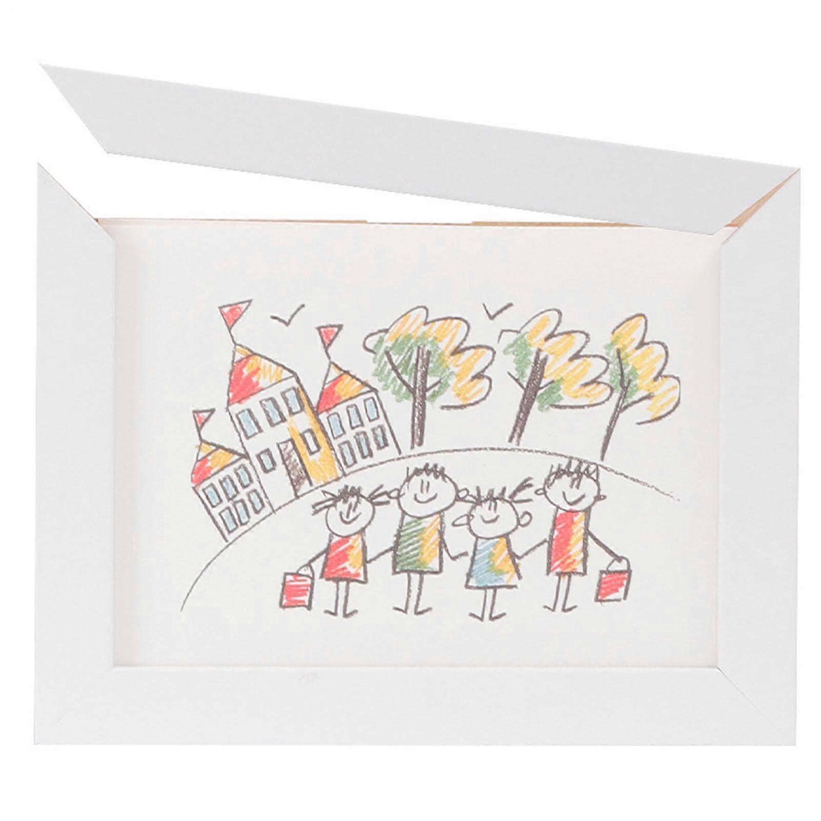Kids Art Frames for Changeable Artwork Display, Large Capacity White Storage Organizer Holds 50 Sheets for Paintings and Certificates