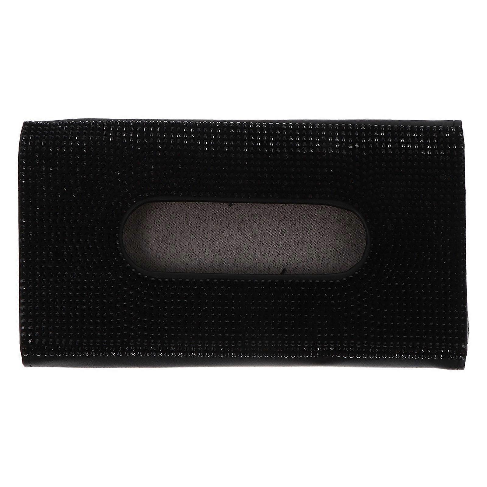 Black Rhinestone Tissue Box for Car Storage 2Pcs Visor Hanging