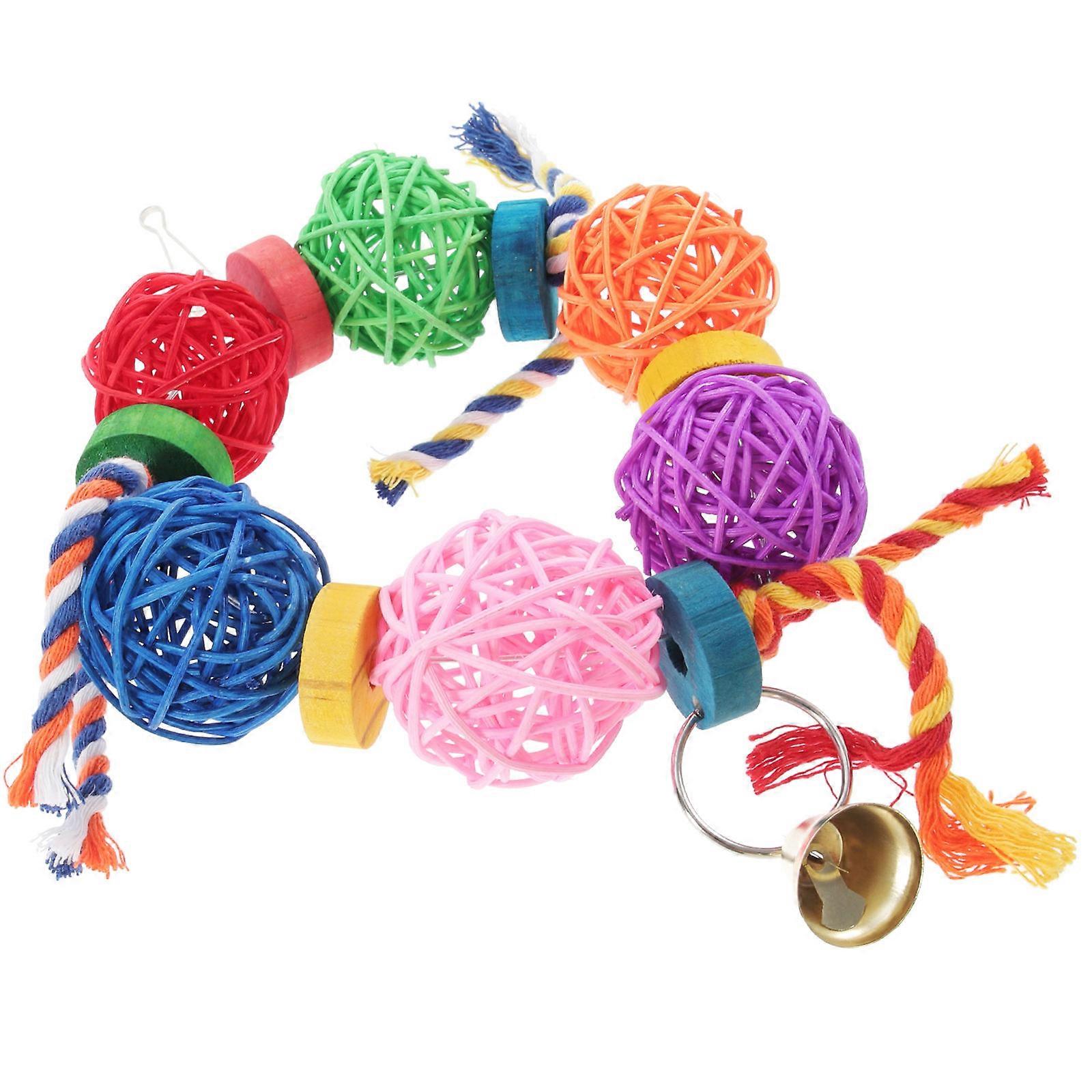 Pet Chew Toys Bird Parrot Wooden Toys for Chewing 2Pcs Colorful Play Items