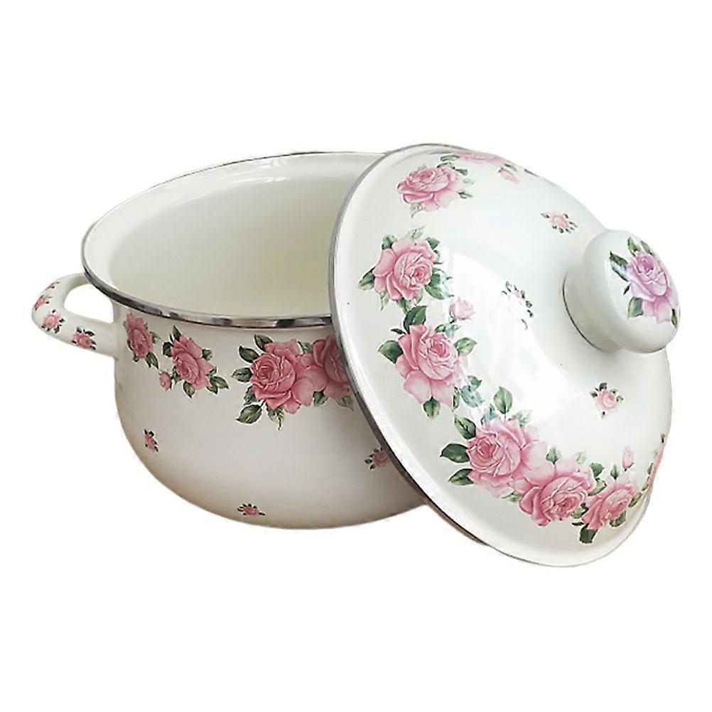 Enamel Stew Pot 2Pcs Cooking Pot Heat Resistant Square Shape Household Soup Pot for Indoor Use