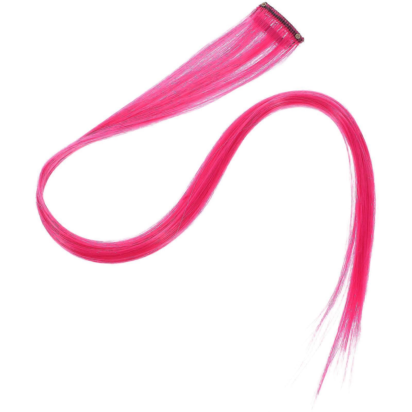 Hair Styling Colored Highlight Synthetic Hair Extensions 30Pcs Clip on Rosy
