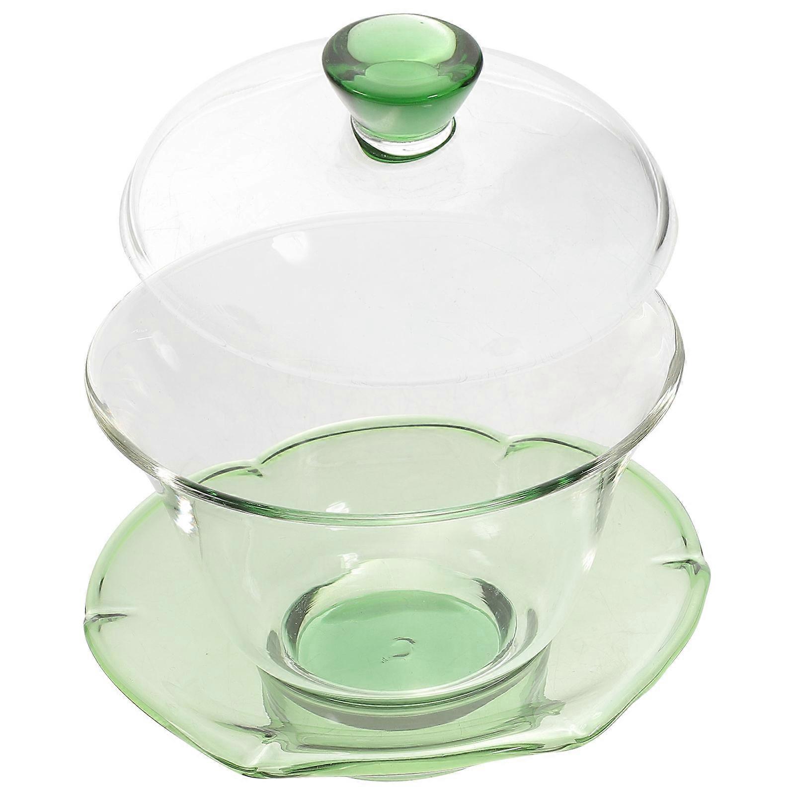 Tureen Teacup for Home Use 5Sets with Glass Lid and Saucer