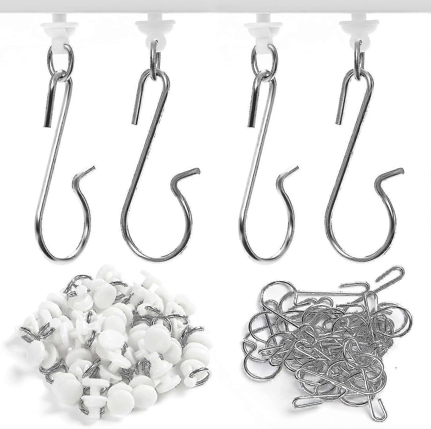 Shower Curtain Pack, 4 Pieces with 30 Hooks and 30 Sliders