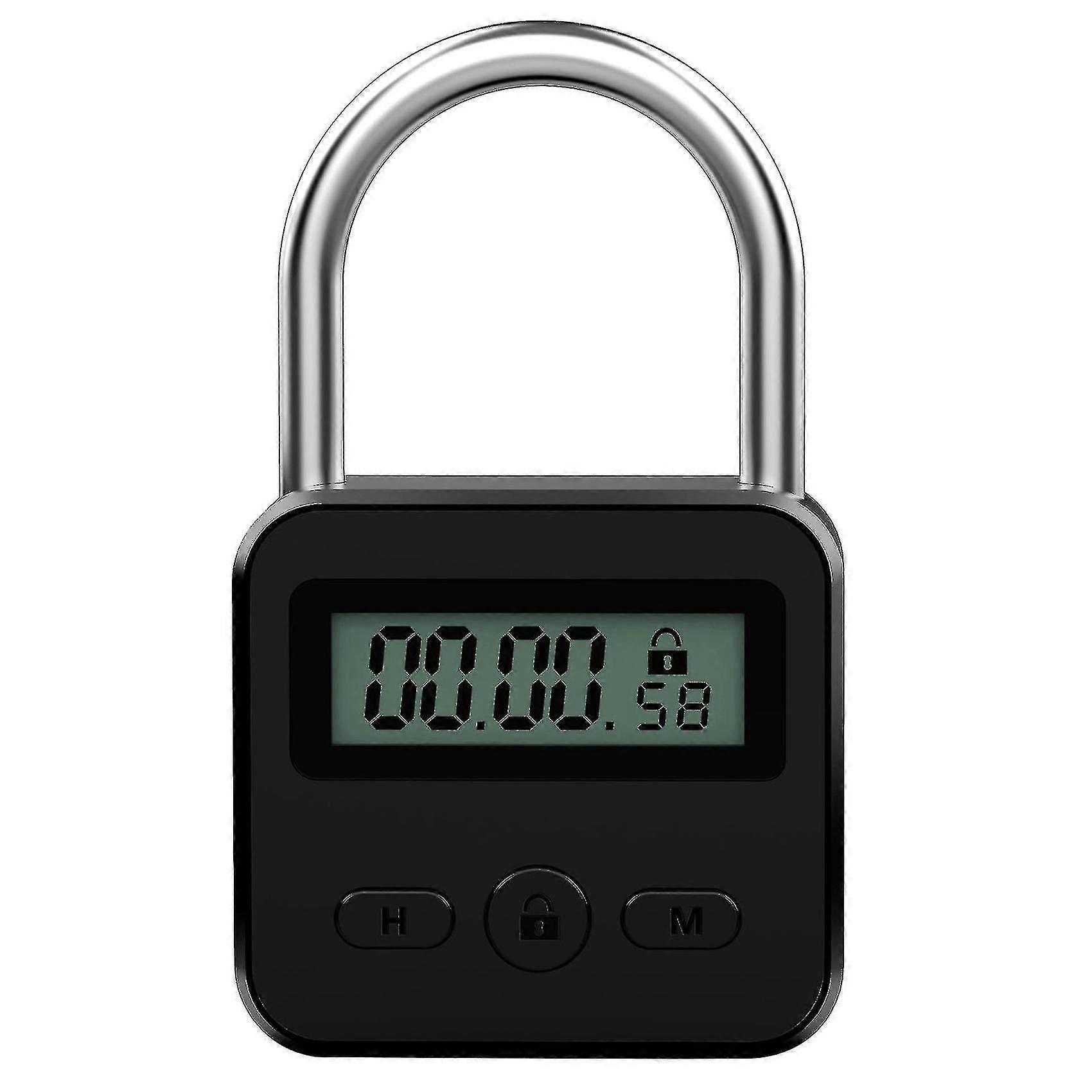 Metal Timer Lock Lcd Time 99 Horas Max Timing Usb Timer Padlock, negro