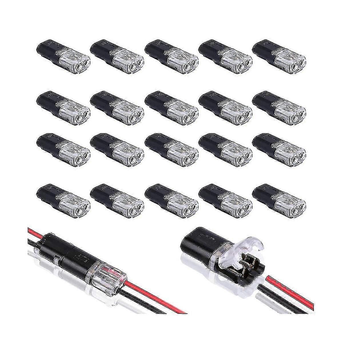 20pcs Double-wire Plug-in Connector With Locking Buckle,pluggable Connectors 2 Pin 2 Way Universal