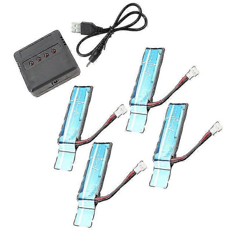 4pc 3.7v 520mah 30c Upgraded Li-po Battery With Usb Charger For Xk K110 K110s V930 V977 Rc Helicopt